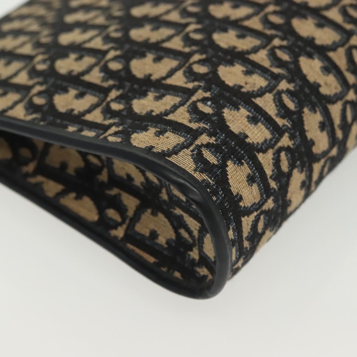 Christian Dior Trotter Canvas Shoulder Bag Navy Gold Auth 136797