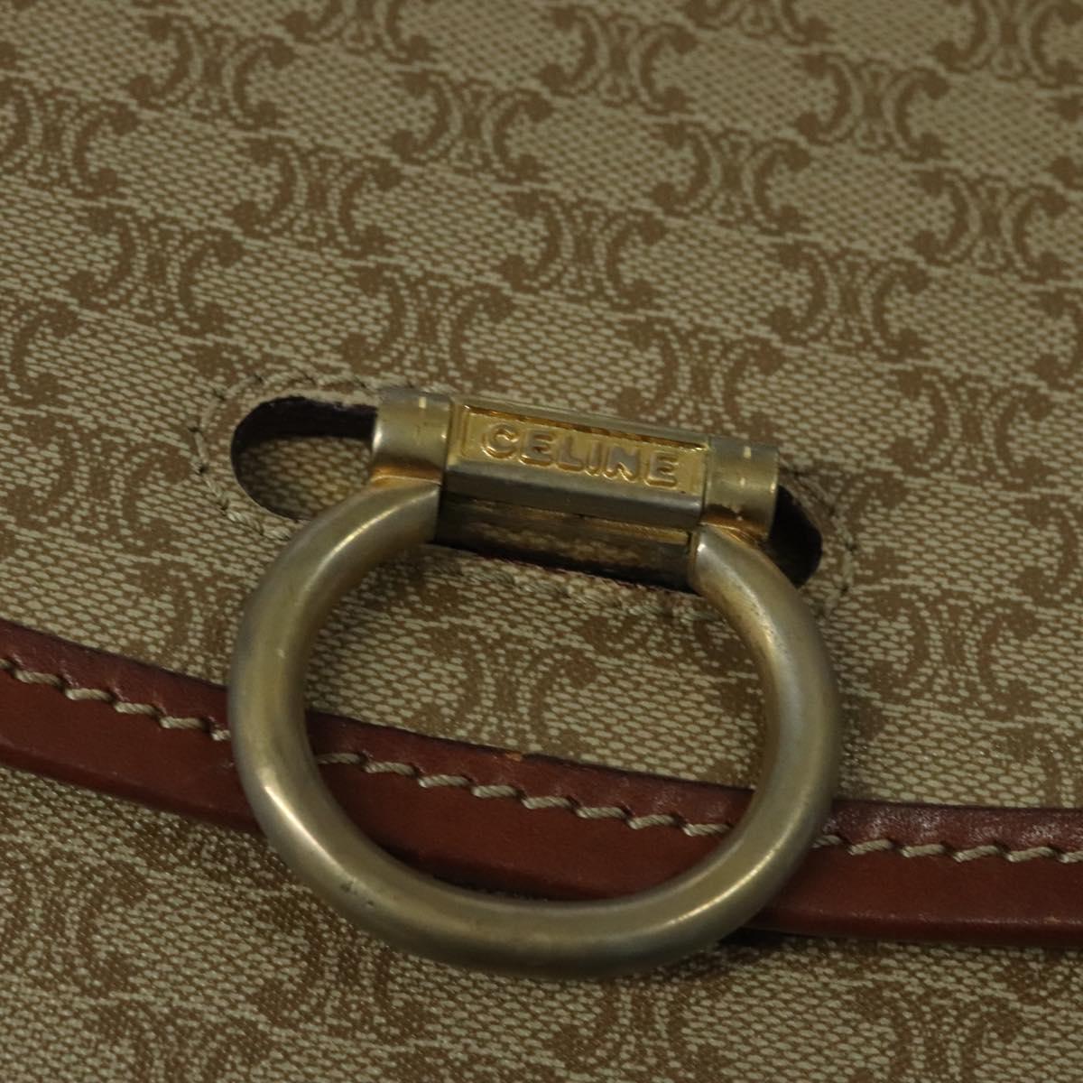 CELINE Macadam Canvas Shoulder Bag PVC Beige Gold Auth 136803