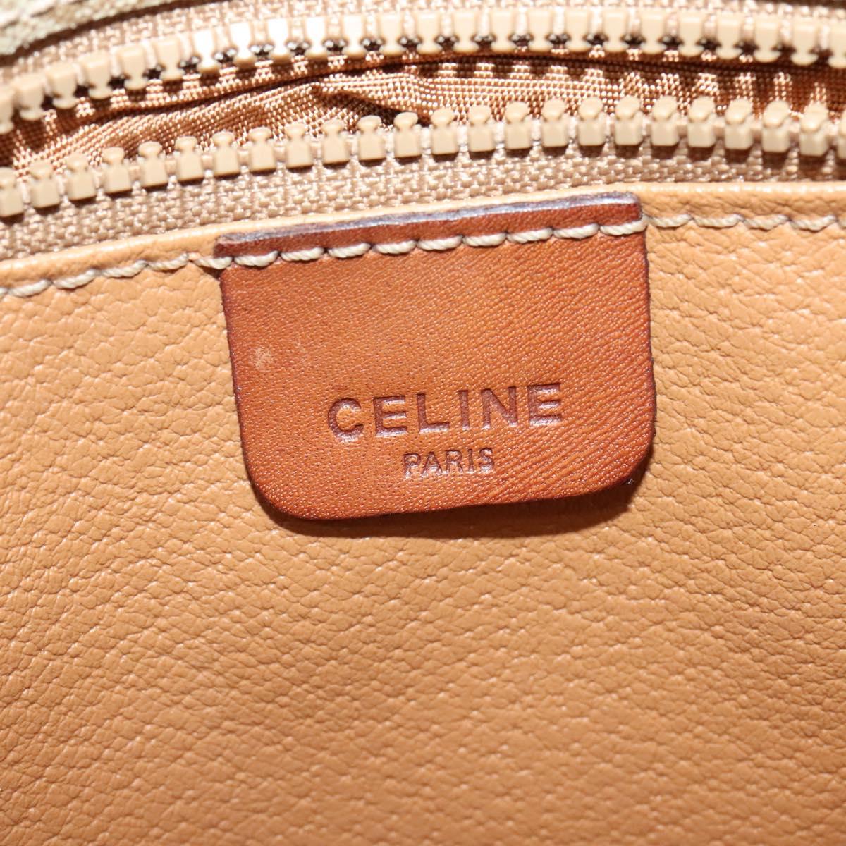 CELINE Macadam Canvas Shoulder Bag PVC Beige Gold Auth 136803