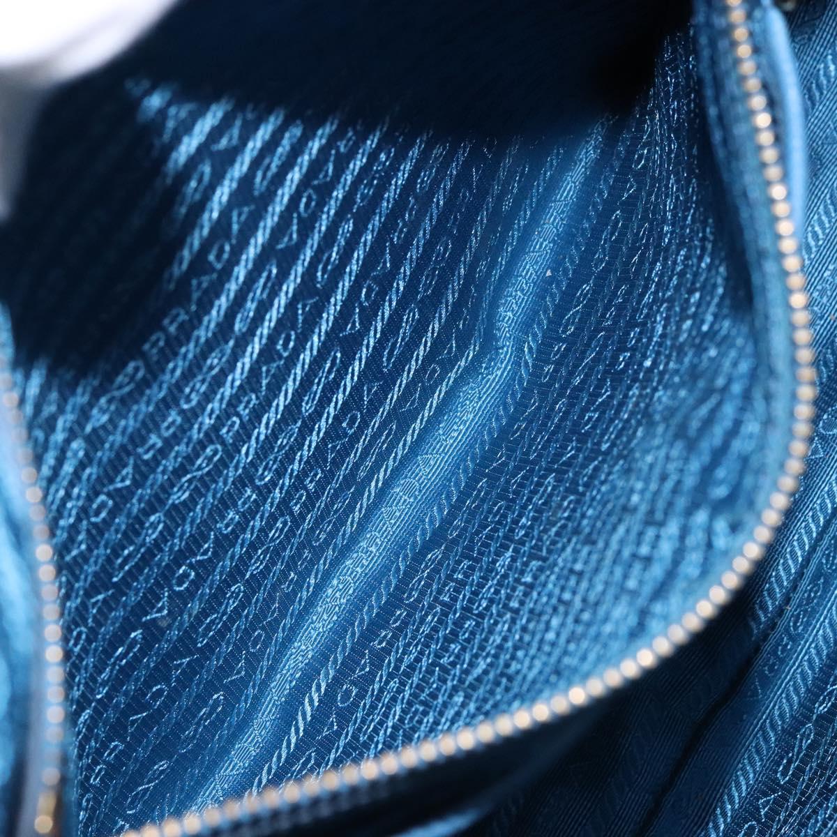 PRADA Shoulder Bag Leather Blue Gold Auth 136806