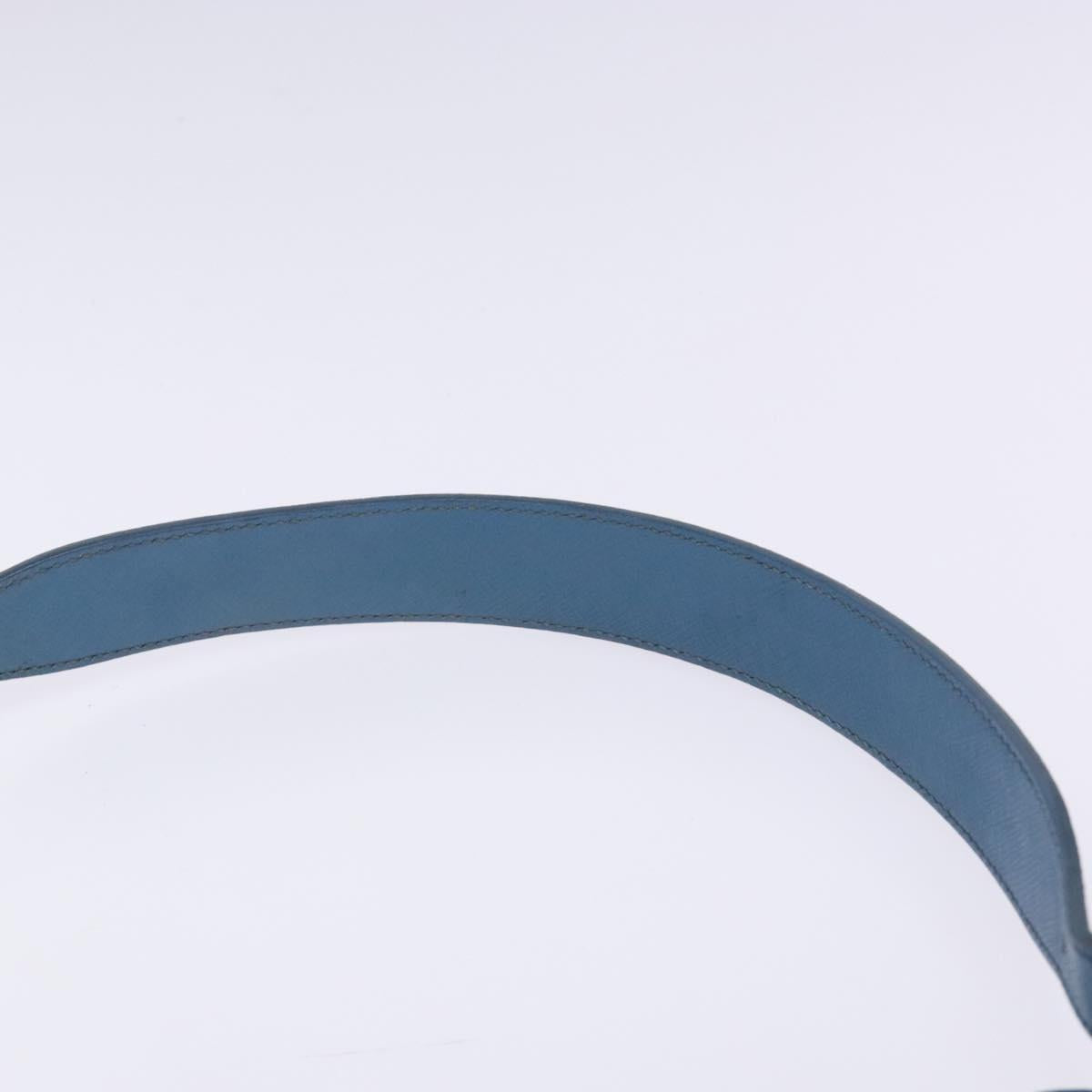 PRADA Shoulder Bag Leather Blue Gold Auth 136806