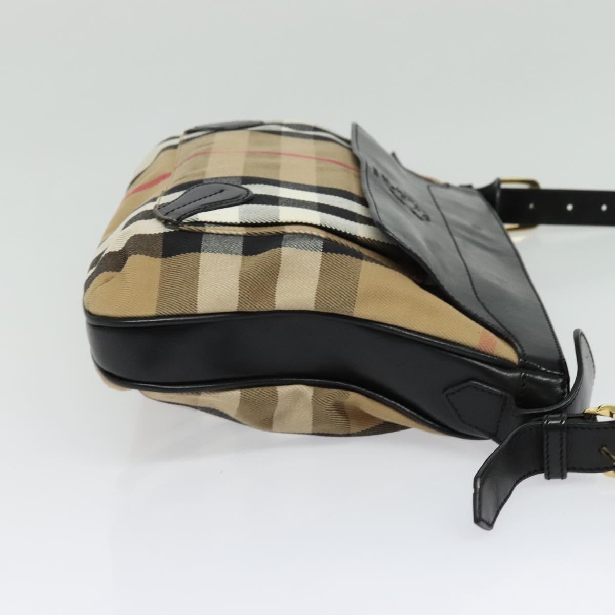 BURBERRY Nova Check Shoulder Bag Canvas Beige Gold Auth 136809