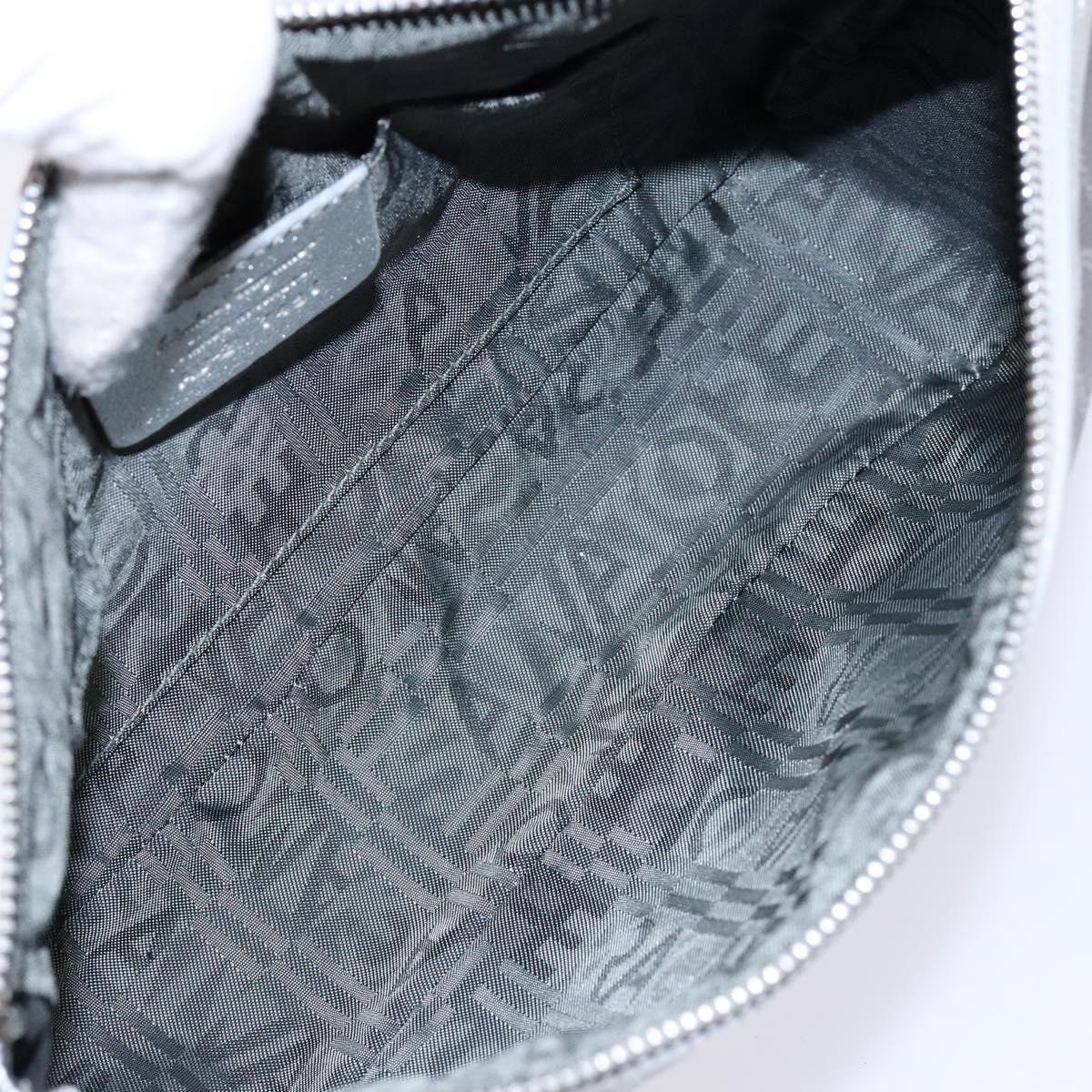 Salvatore Ferragamo Gancini Shoulder Bag Leather Silver Auth 136843