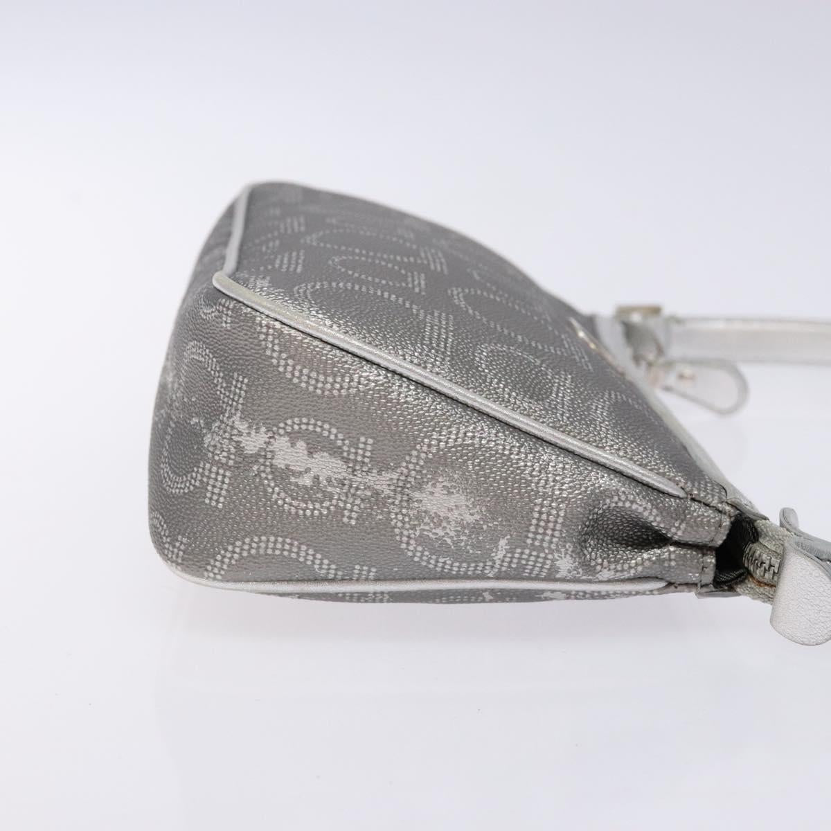 Salvatore Ferragamo Gancini Shoulder Bag Leather Silver Auth 136843
