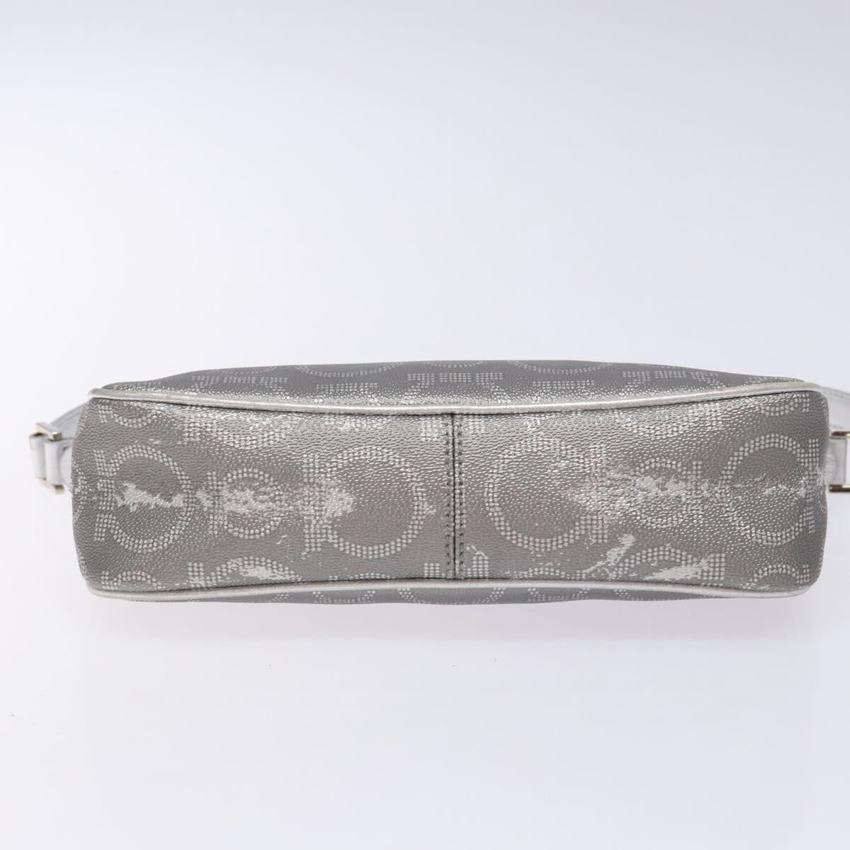 Salvatore Ferragamo Gancini Shoulder Bag Leather Silver Auth 136843
