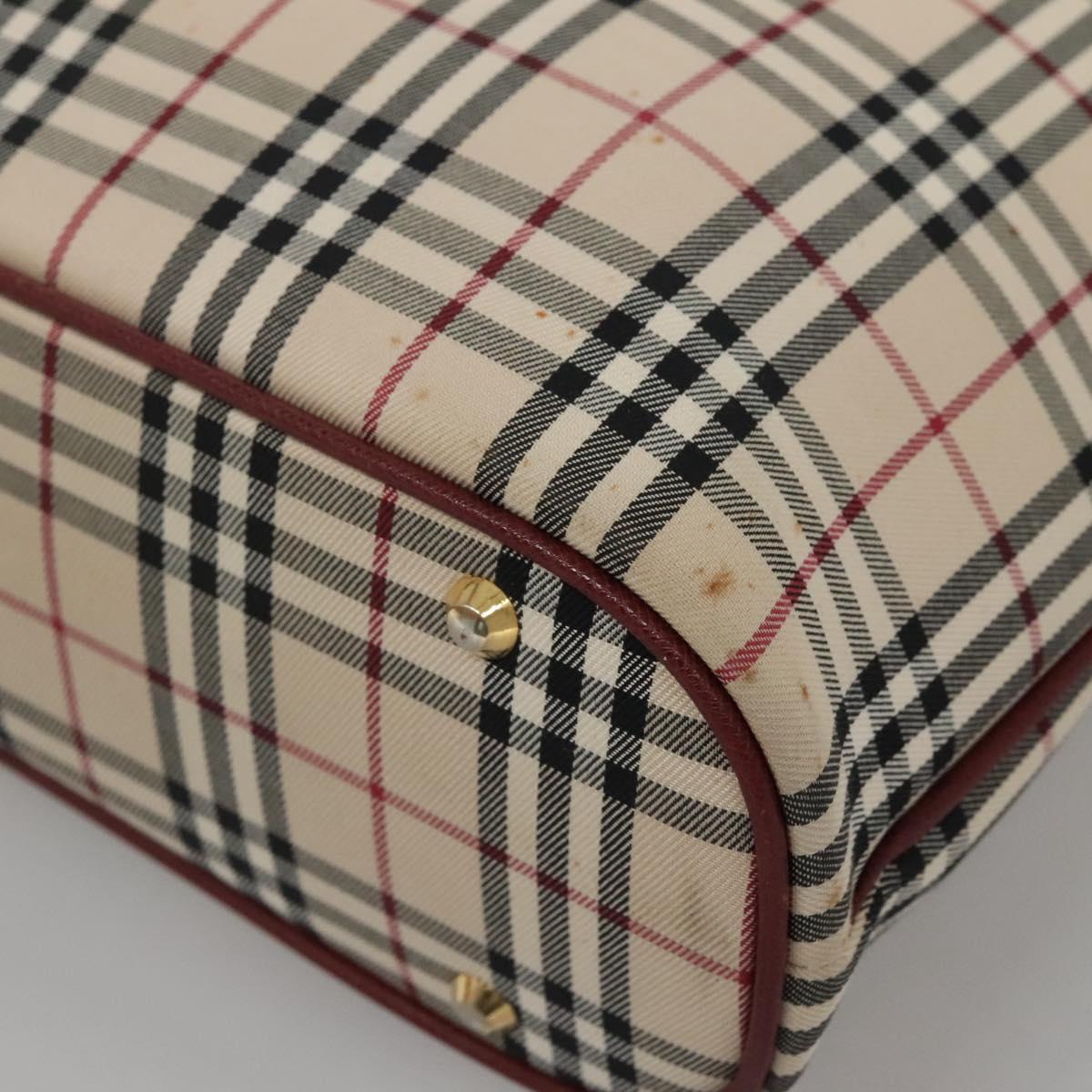 BURBERRY Nova Check Tote Bag Canvas Beige Gold Auth 136853