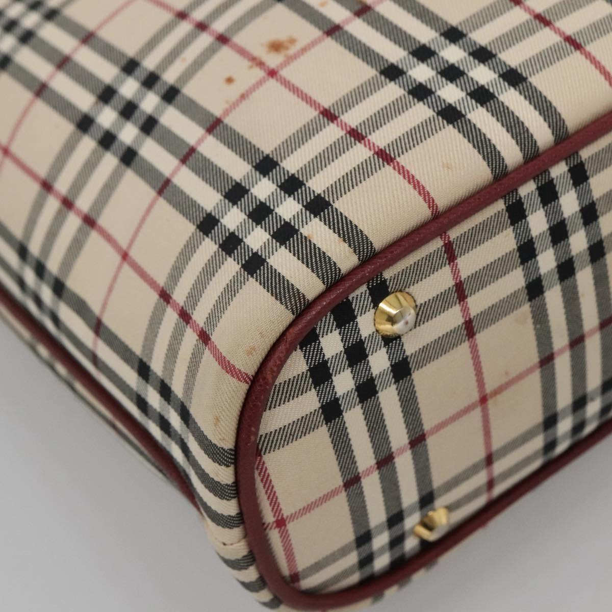 BURBERRY Nova Check Tote Bag Canvas Beige Gold Auth 136853