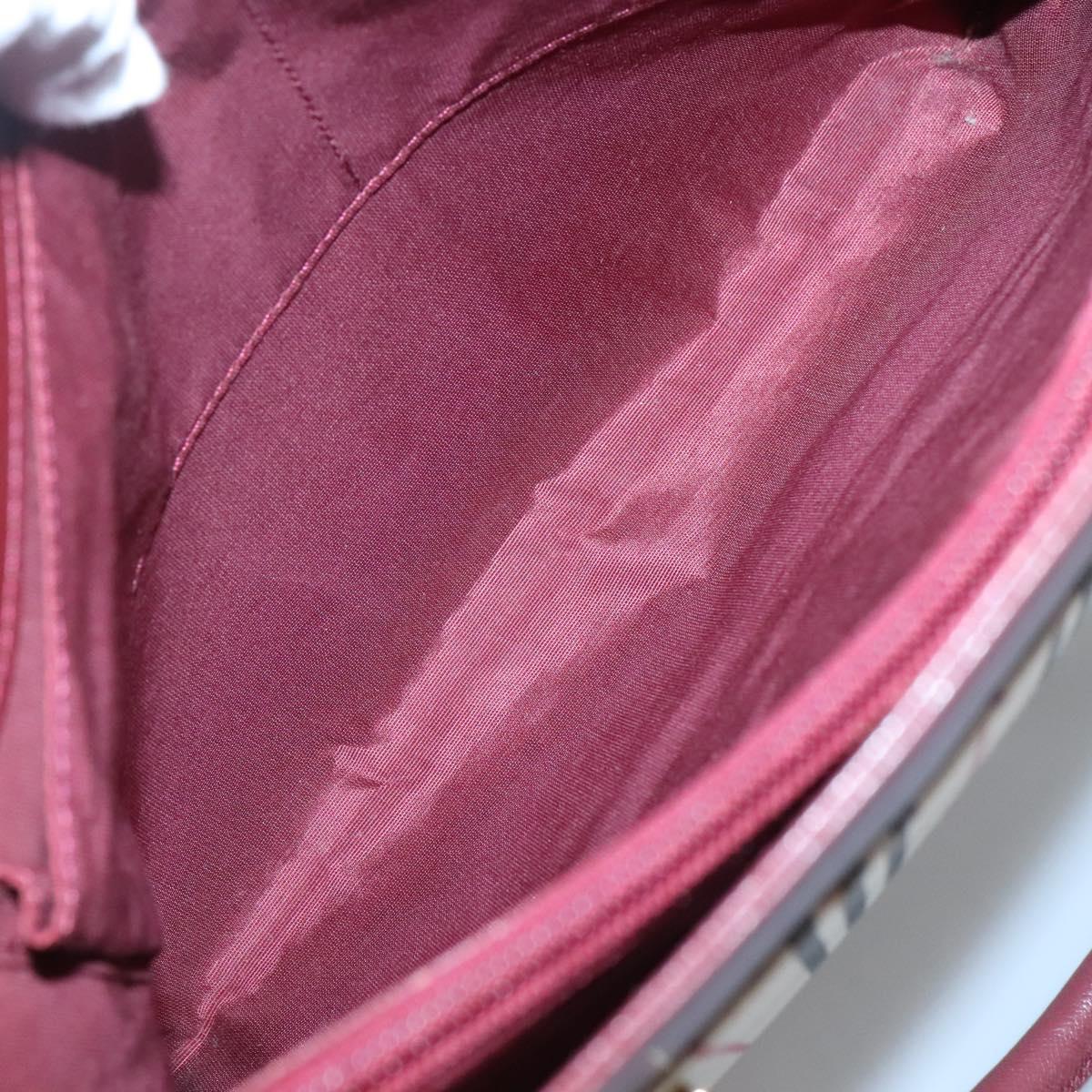 BURBERRY Nova Check Tote Bag Canvas Beige Gold Auth 136853