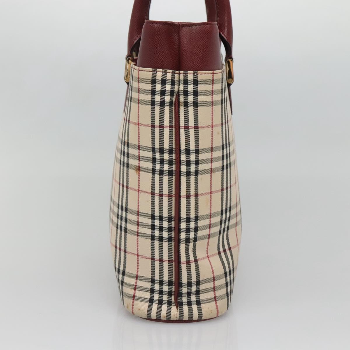 BURBERRY Nova Check Tote Bag Canvas Beige Gold Auth 136853