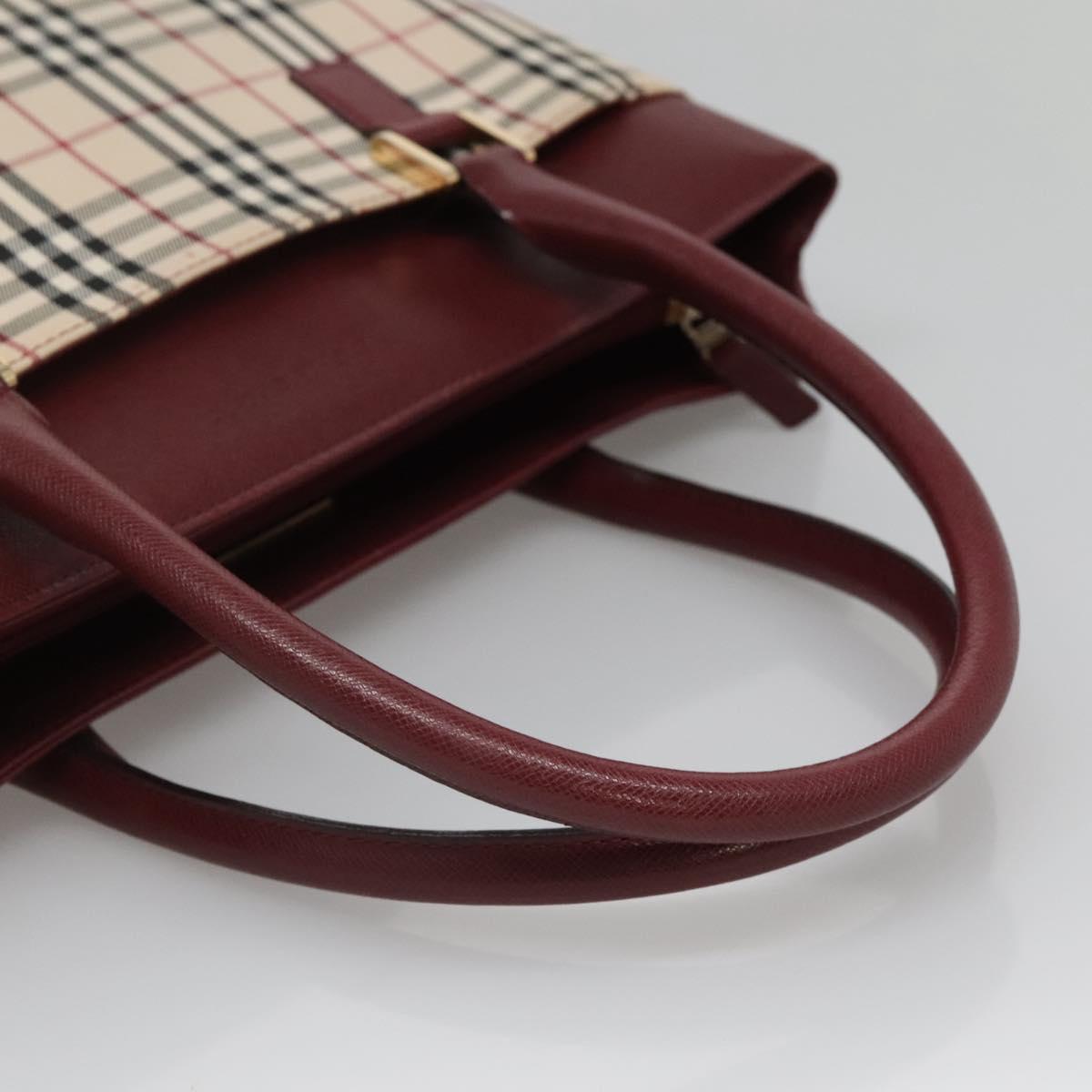 BURBERRY Nova Check Tote Bag Canvas Beige Gold Auth 136853