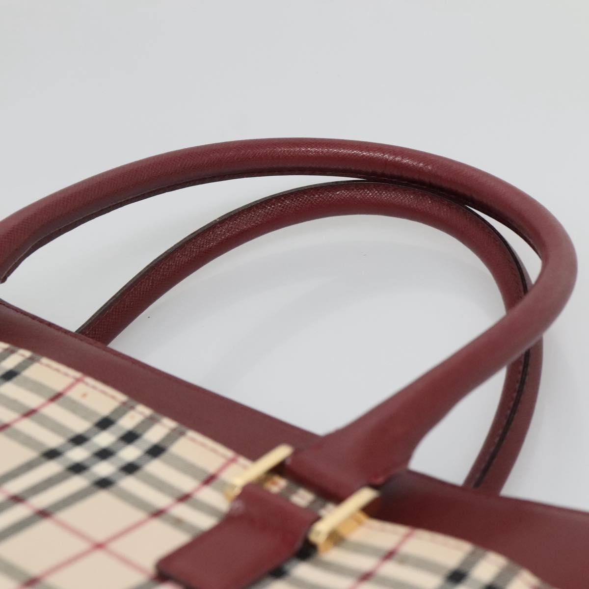 BURBERRY Nova Check Tote Bag Canvas Beige Gold Auth 136853