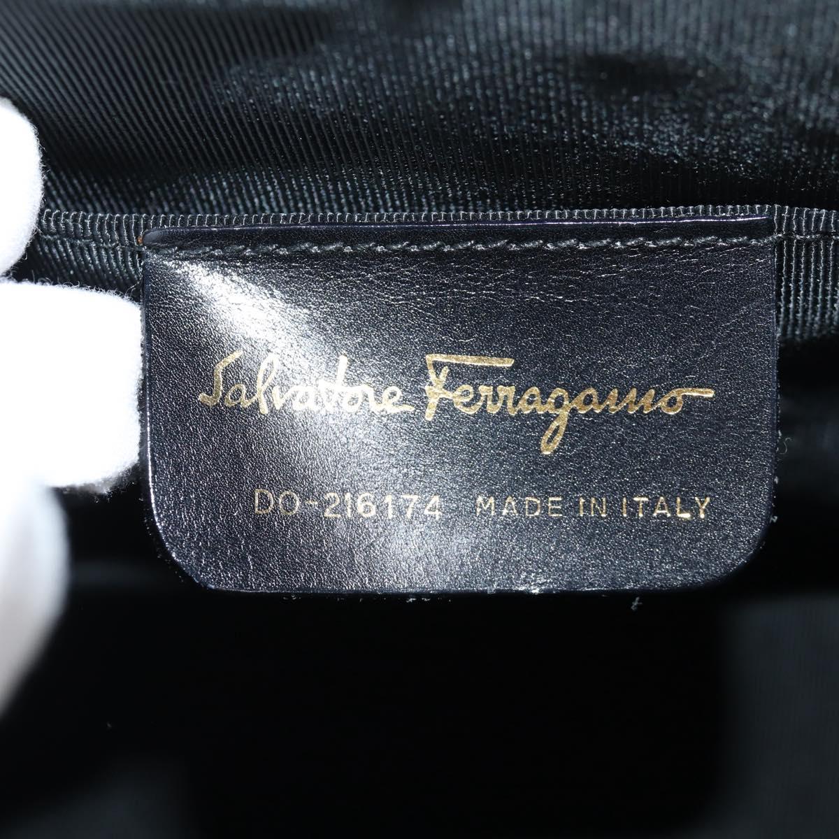 Salvatore Ferragamo Gancini Hand Bag Raffia White Gold Auth 136858V