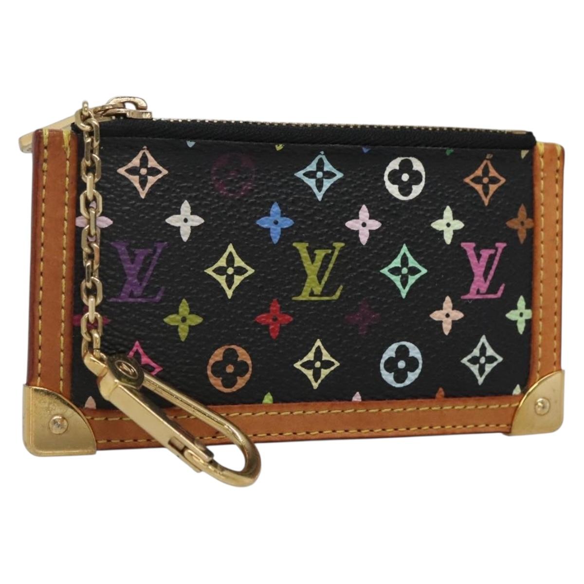 LOUIS VUITTON Multicolor Pochette Cles Coin Purse Black M13664 LV Auth 136877
