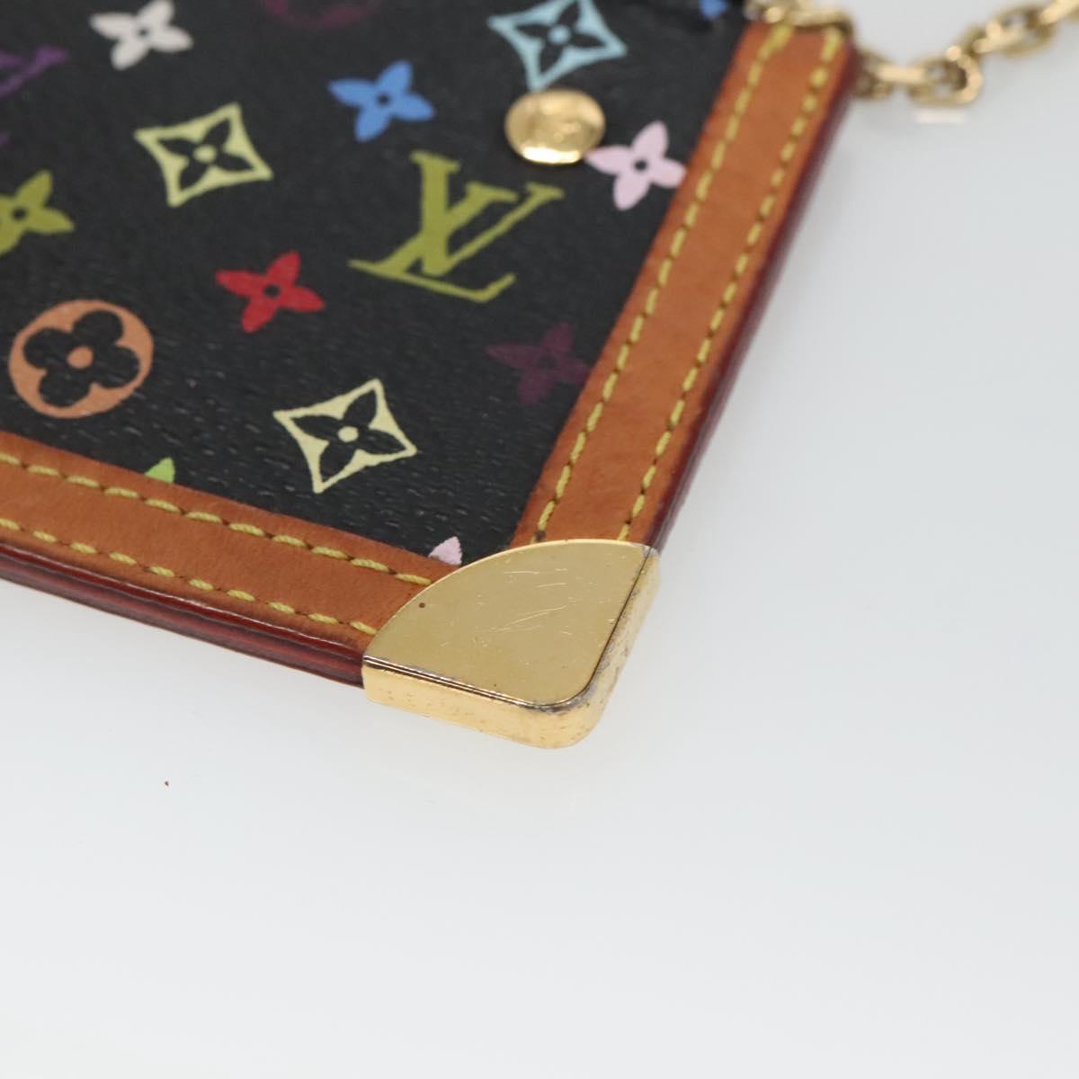 LOUIS VUITTON Multicolor Pochette Cles Coin Purse Black M13664 LV Auth 136877