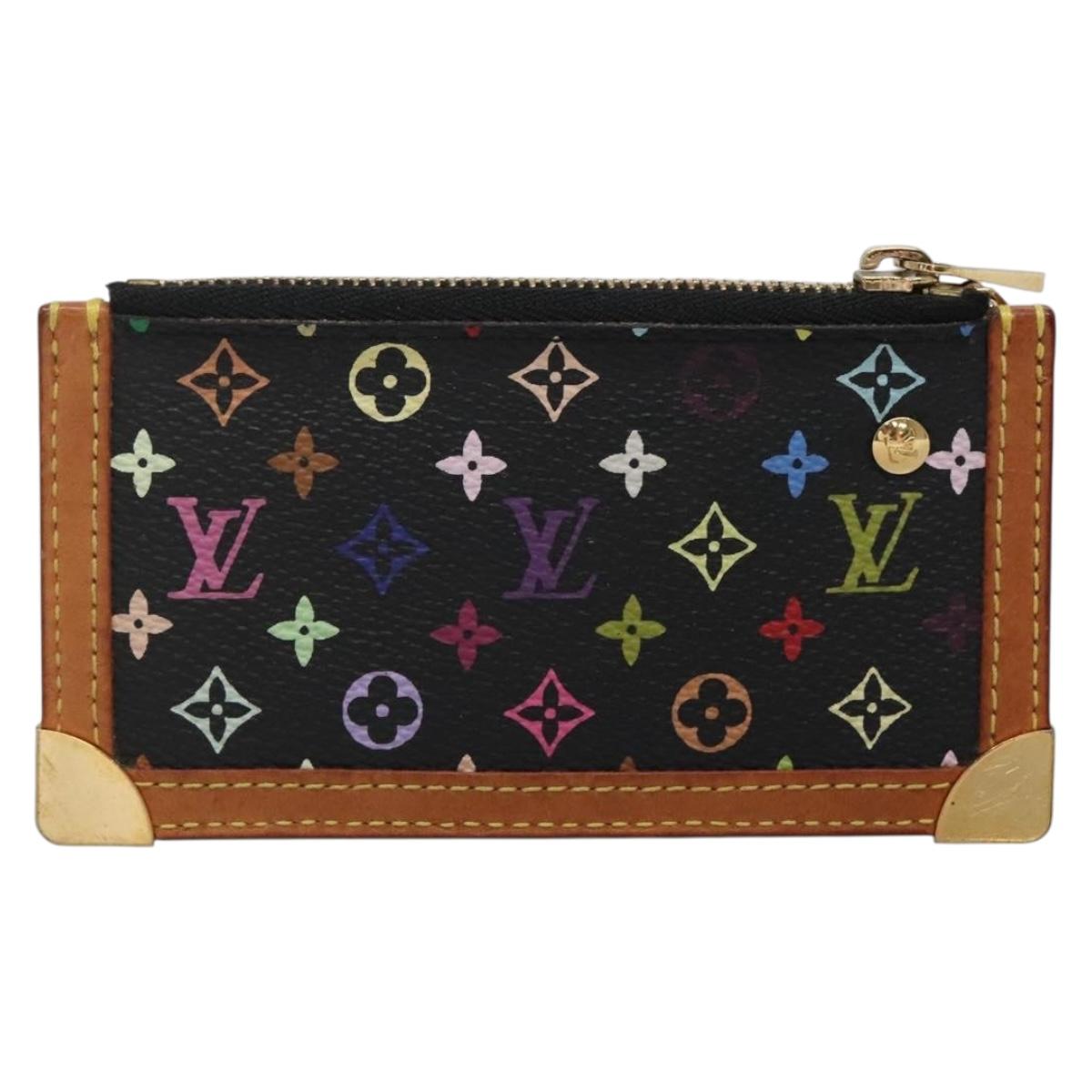 LOUIS VUITTON Multicolor Pochette Cles Coin Purse Black M13664 LV Auth 136877