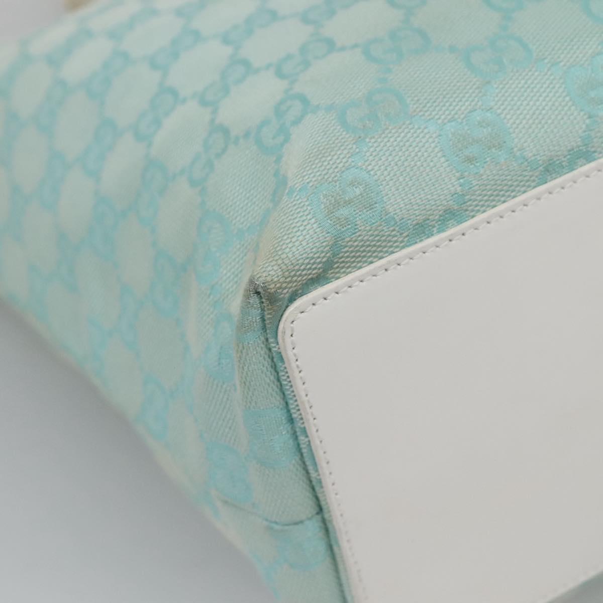 GUCCI GG Canvas Tote Bag Light Blue Gold 002 1098 1705 Auth 136880