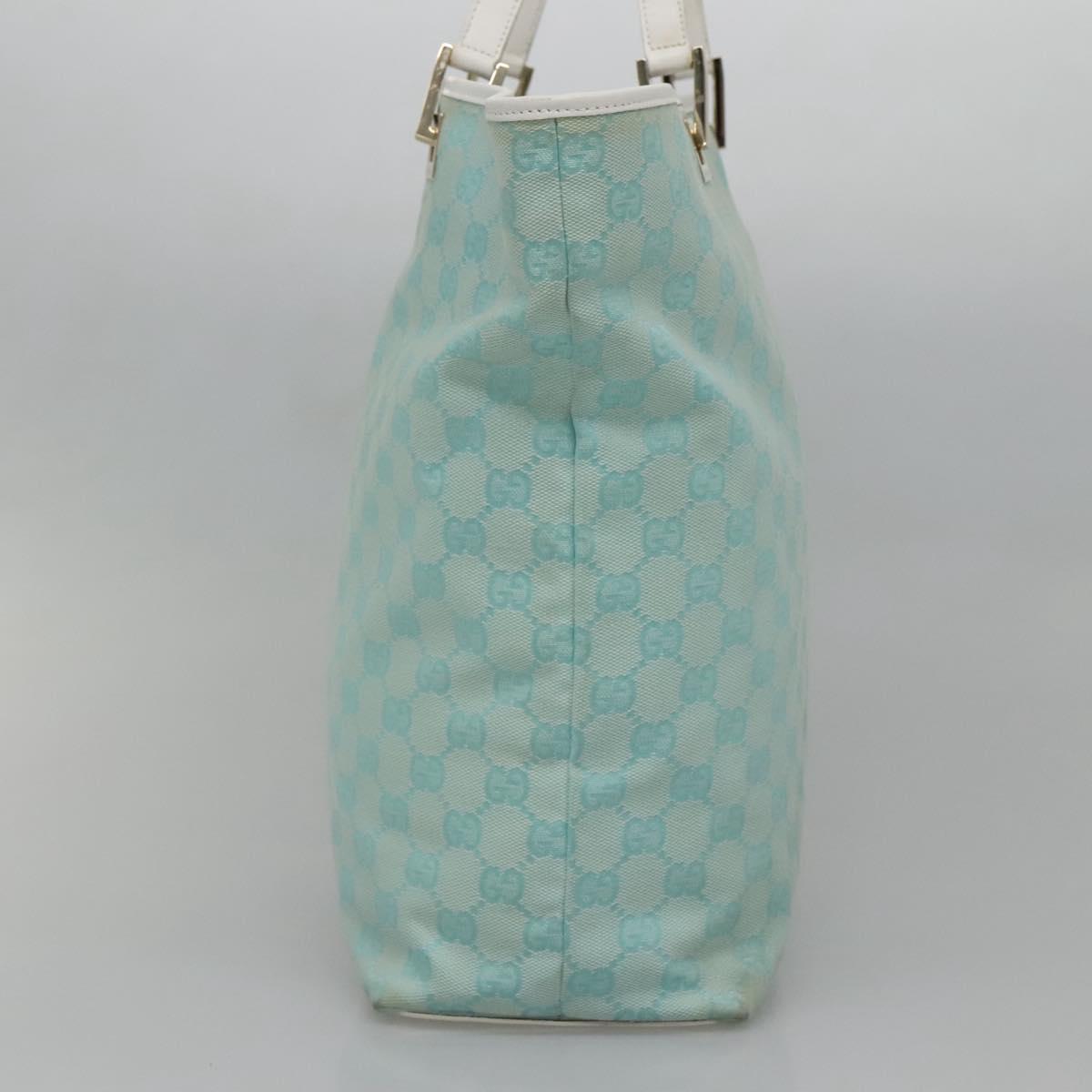 GUCCI GG Canvas Tote Bag Light Blue Gold 002 1098 1705 Auth 136880