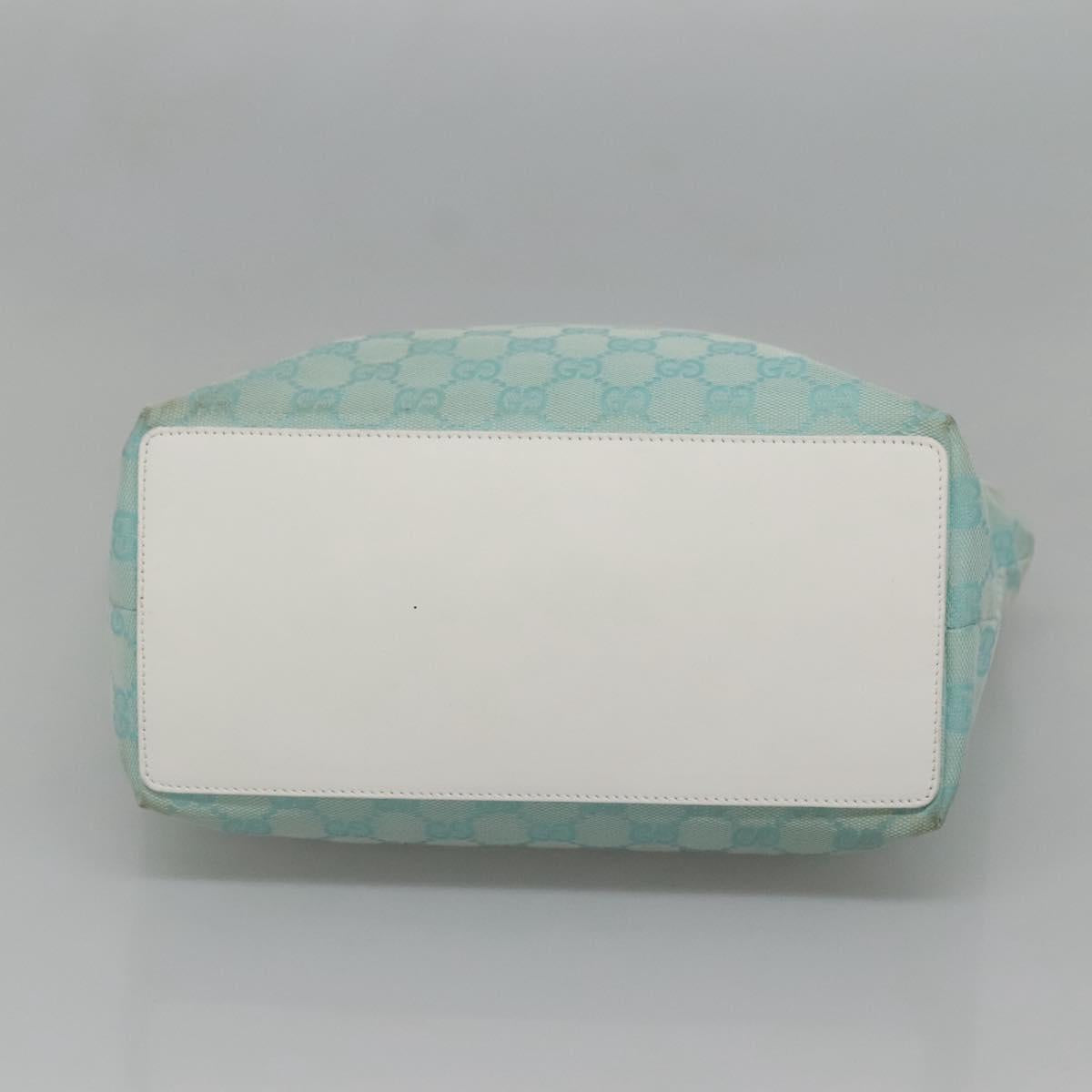 GUCCI GG Canvas Tote Bag Light Blue Gold 002 1098 1705 Auth 136880