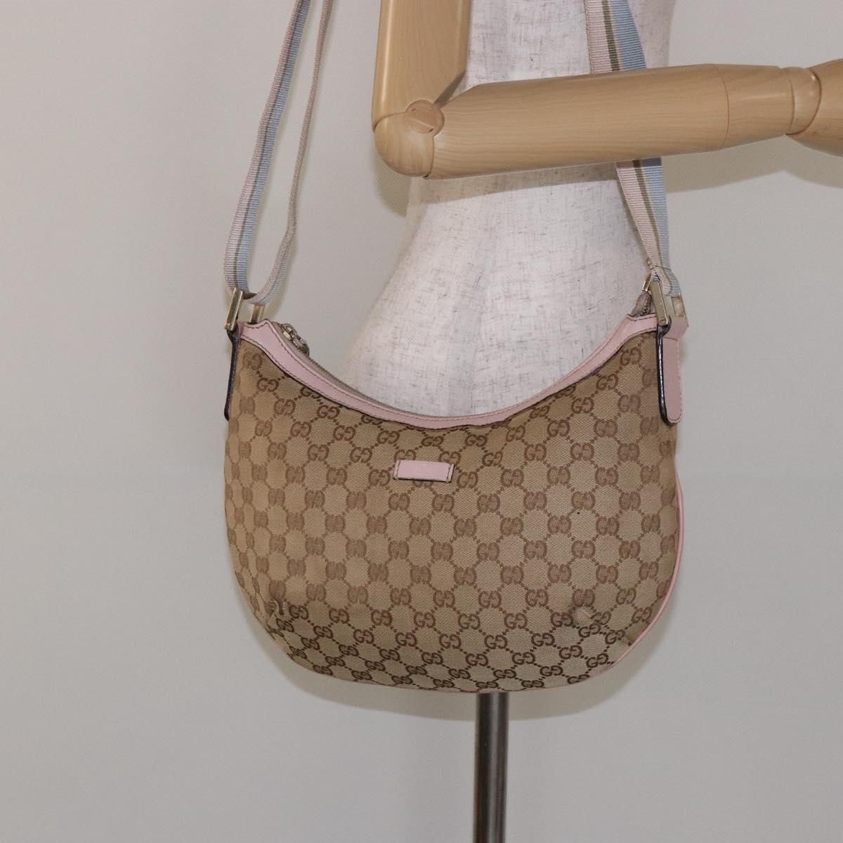 GUCCI GG Canvas Shoulder Bag Beige Gold 182092 Auth 136918