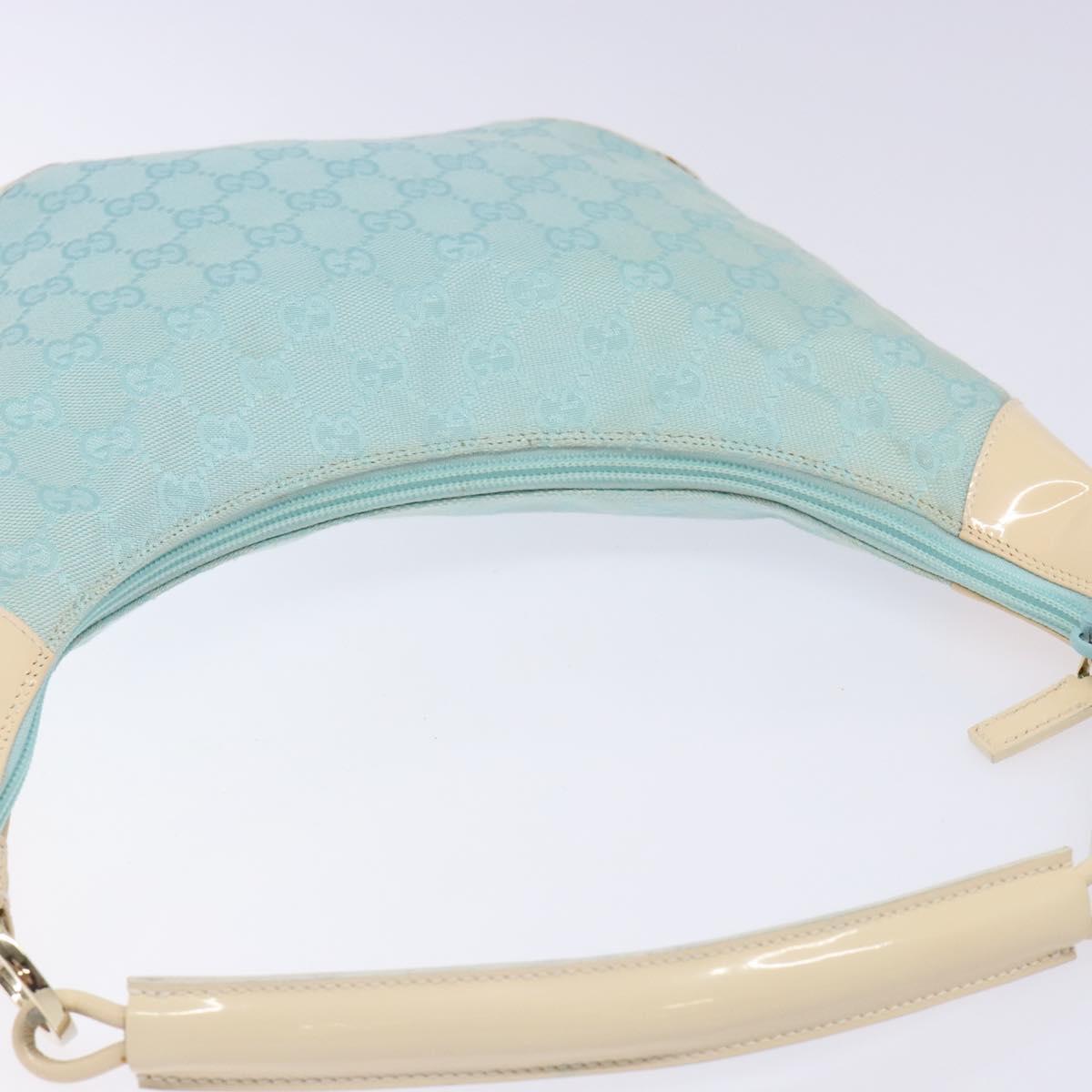 GUCCI GG Canvas Shoulder Bag Light Blue Gold 001 4158 3754 Auth 136919