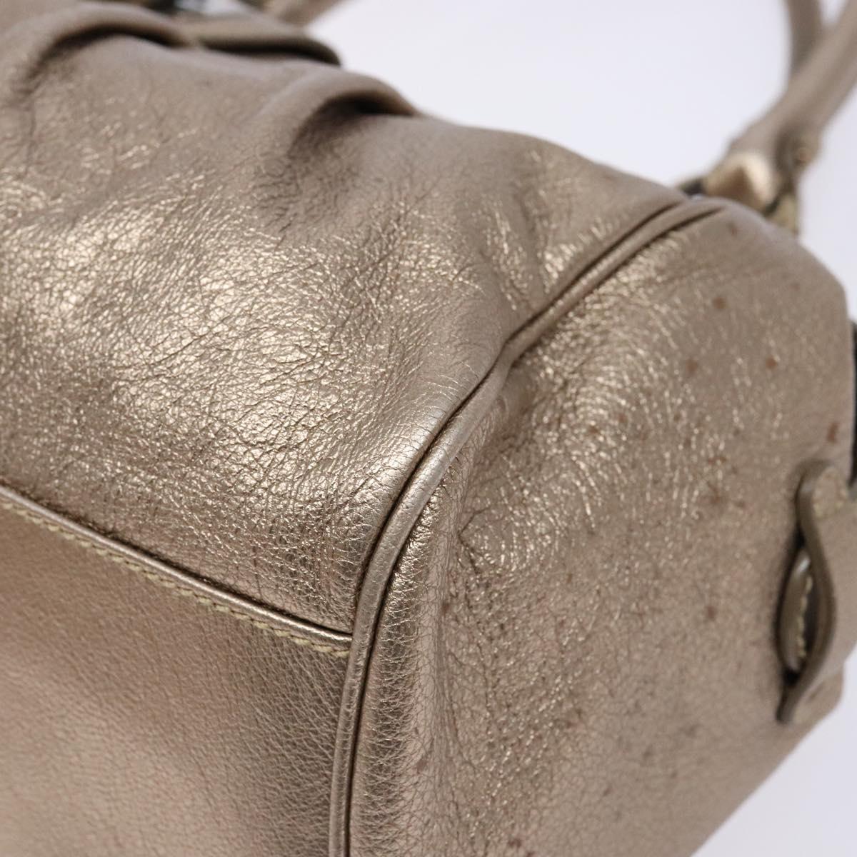Salvatore Ferragamo Gancini Hand Bag Leather Gold Auth 136922