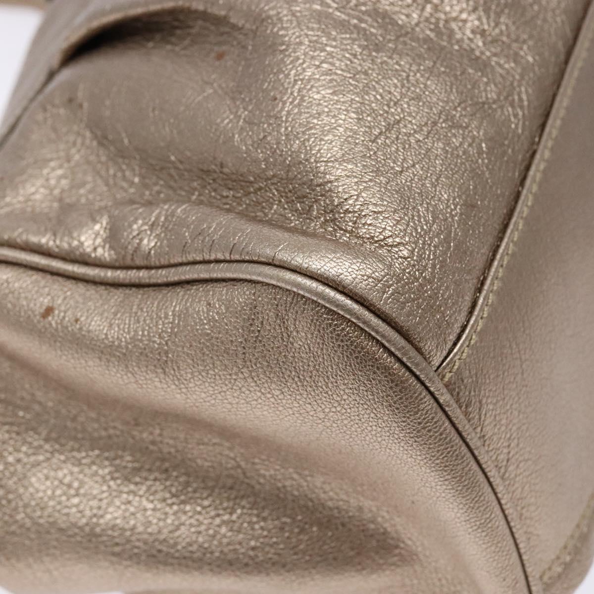 Salvatore Ferragamo Gancini Hand Bag Leather Gold Auth 136922