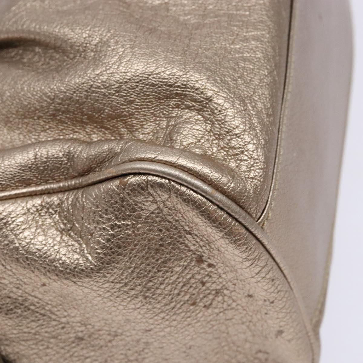 Salvatore Ferragamo Gancini Hand Bag Leather Gold Auth 136922