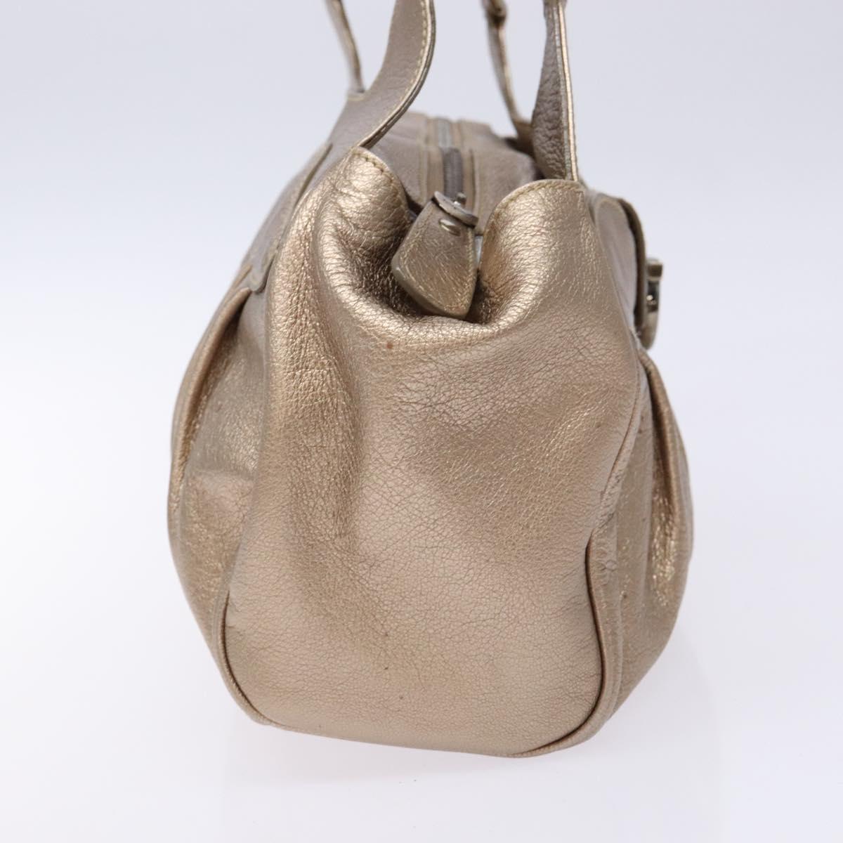 Salvatore Ferragamo Gancini Hand Bag Leather Gold Auth 136922