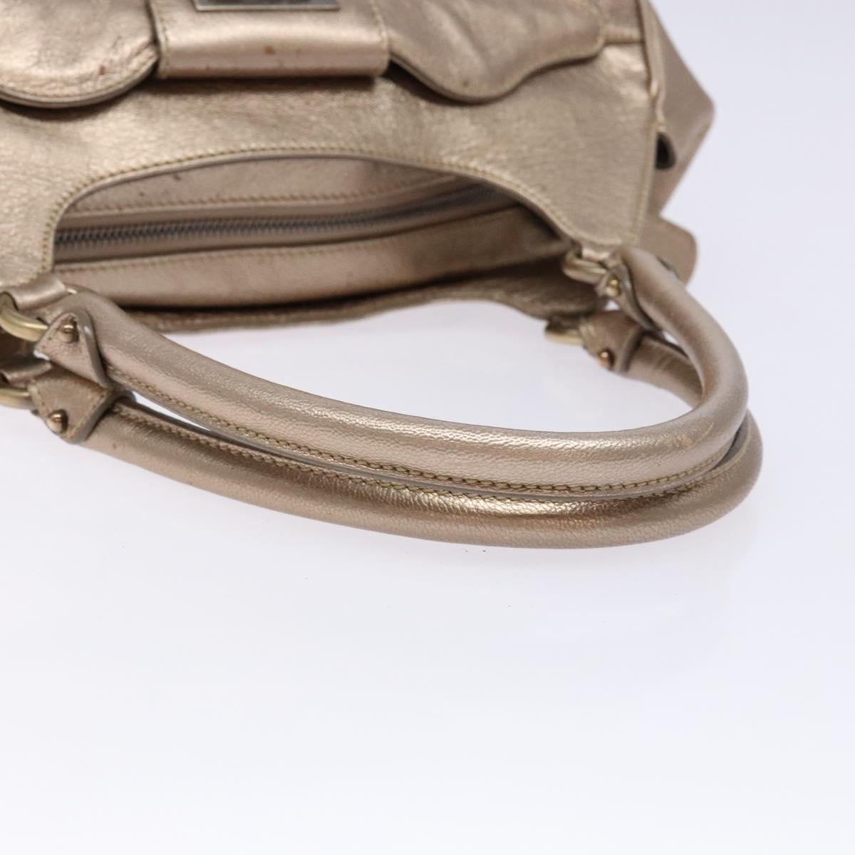 Salvatore Ferragamo Gancini Hand Bag Leather Gold Auth 136922