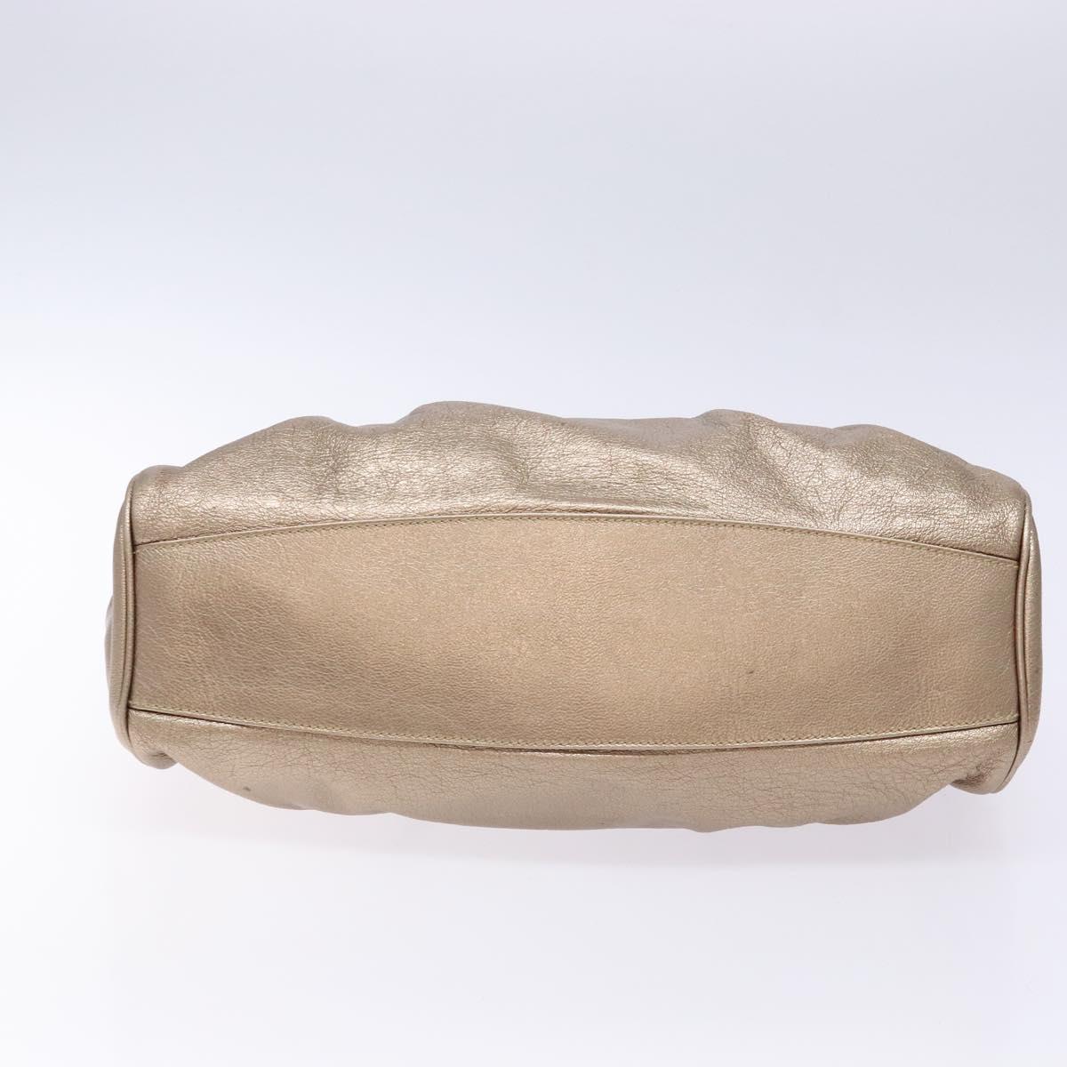 Salvatore Ferragamo Gancini Hand Bag Leather Gold Auth 136922