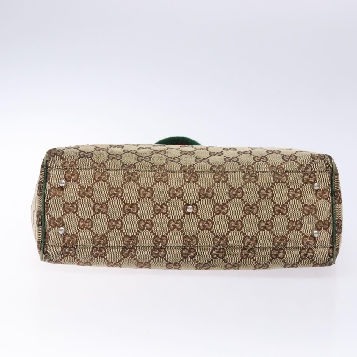 GUCCI GG Canvas Web Sherry Line Tote Bag Beige Green Red 115810 Auth 136923