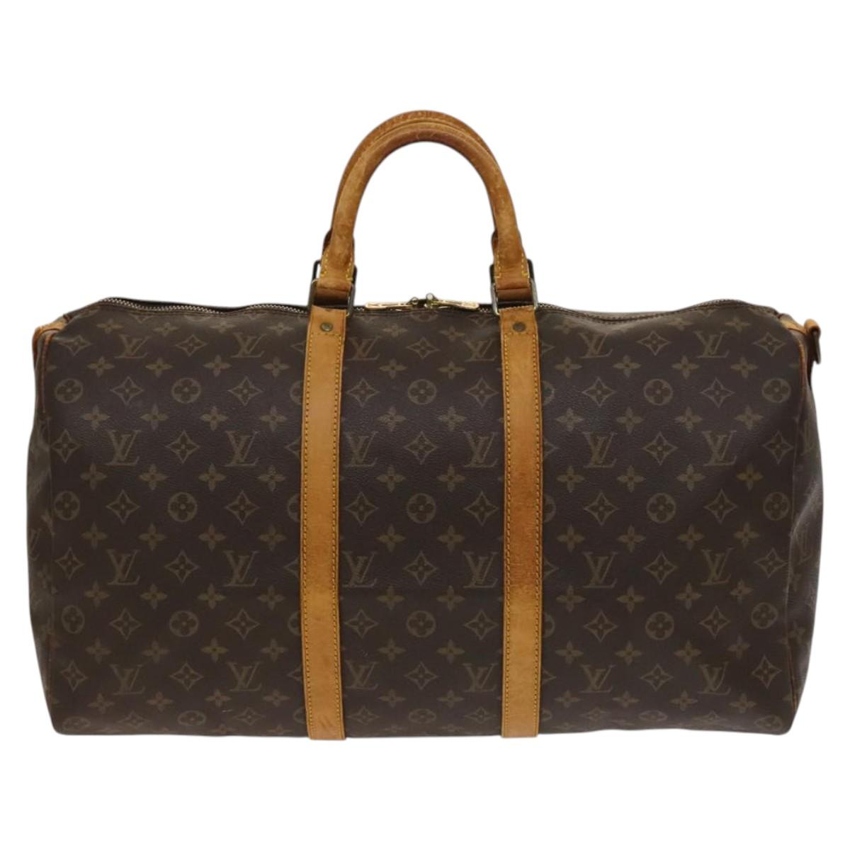 LOUIS VUITTON Monogram Keepall Bandouliere 50 Boston Bag M41416 LV Auth 136941