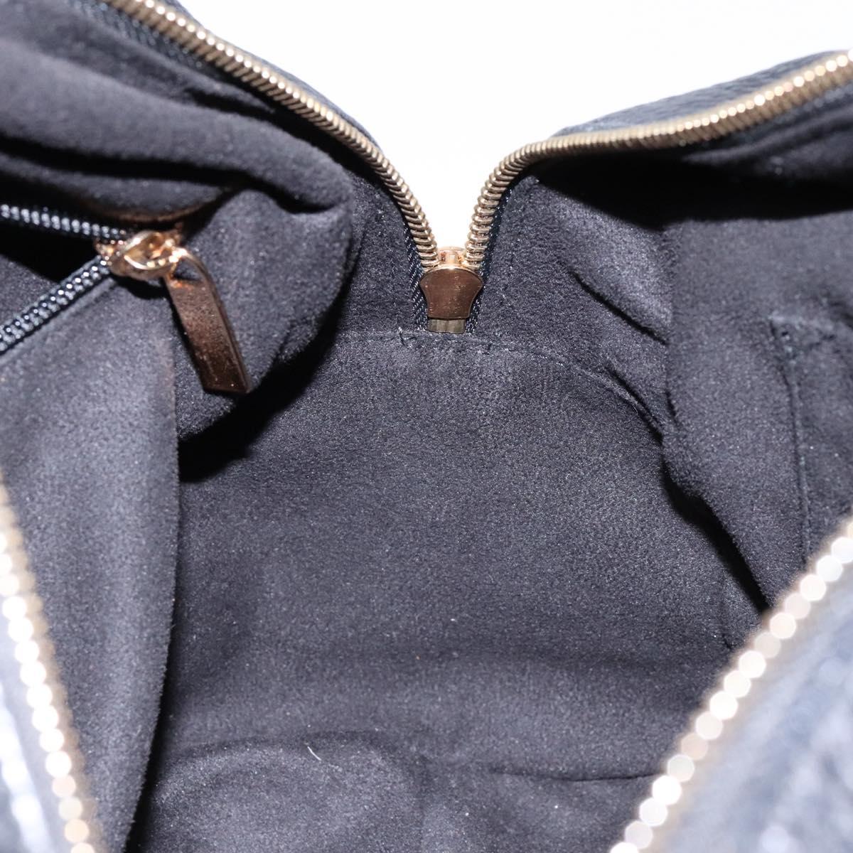 Salvatore Ferragamo Gancini Hand Bag Leather Black Gold Auth 136973