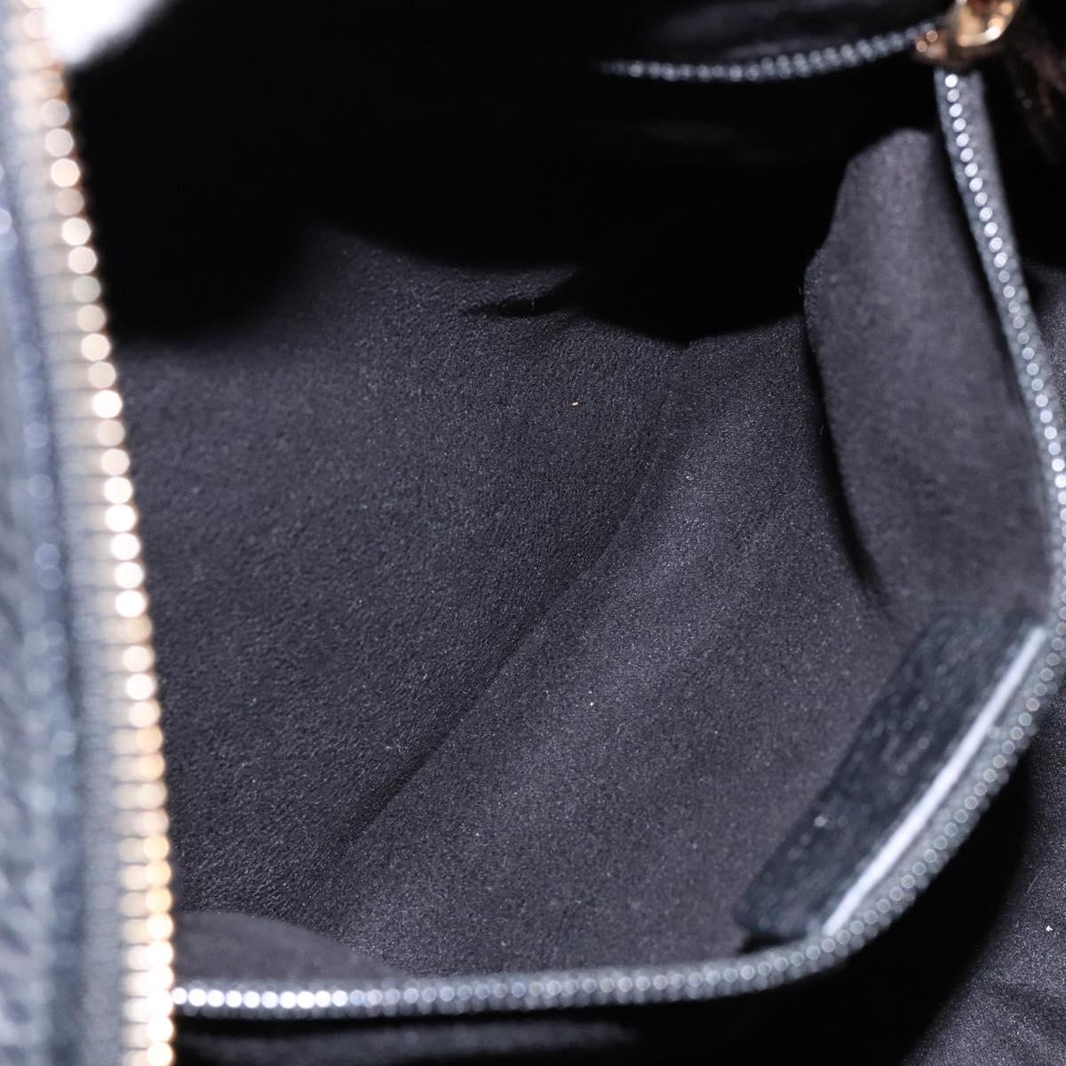 Salvatore Ferragamo Gancini Hand Bag Leather Black Gold Auth 136973