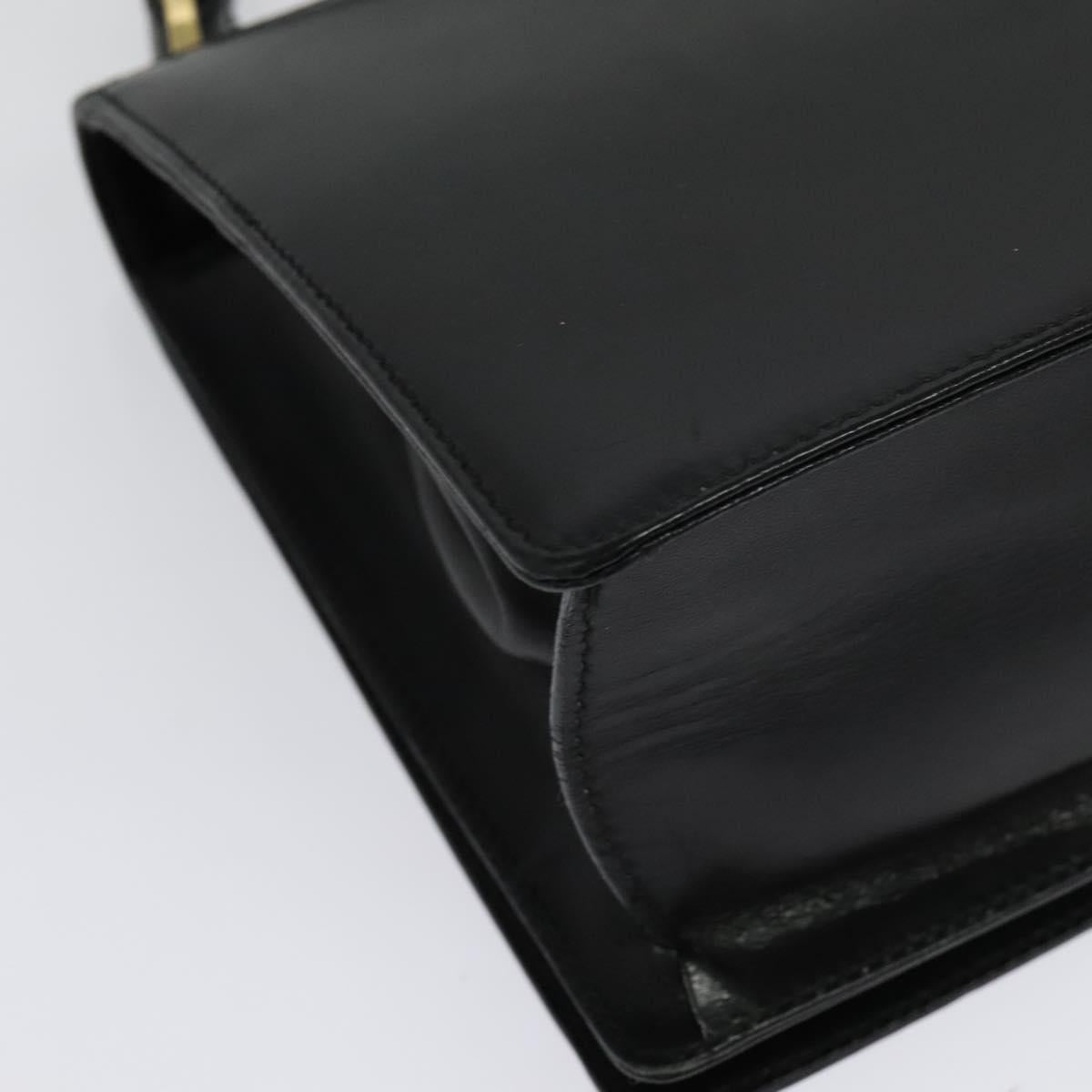 Salvatore Ferragamo Gancini Shoulder Bag Leather Black Gold Auth 137001