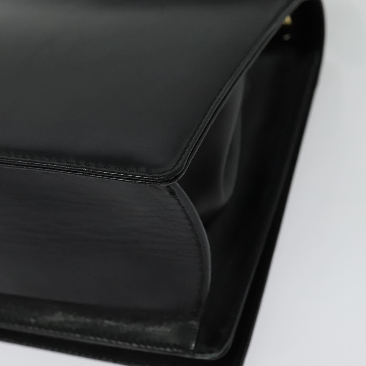 Salvatore Ferragamo Gancini Shoulder Bag Leather Black Gold Auth 137001