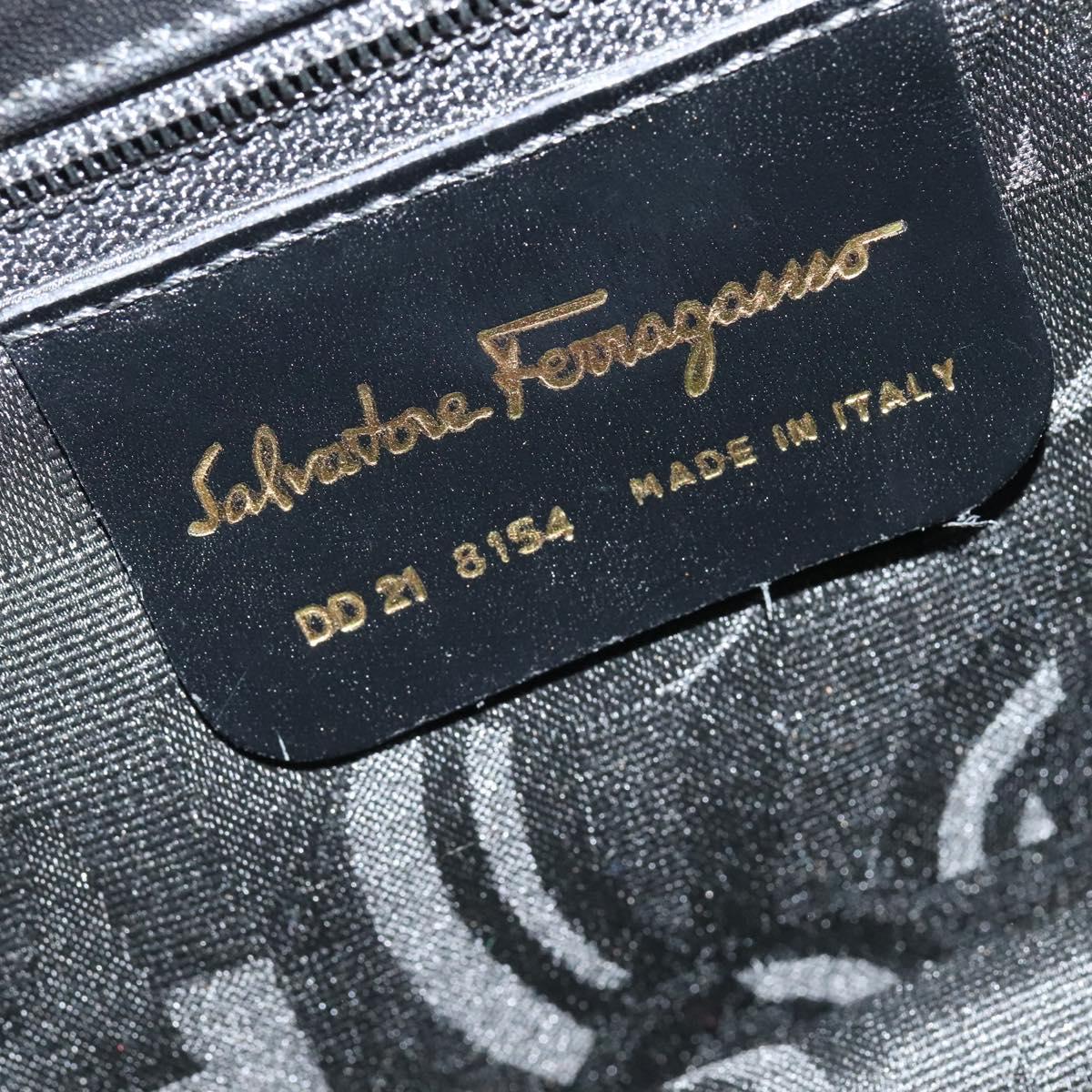 Salvatore Ferragamo Gancini Shoulder Bag Leather Black Gold Auth 137001