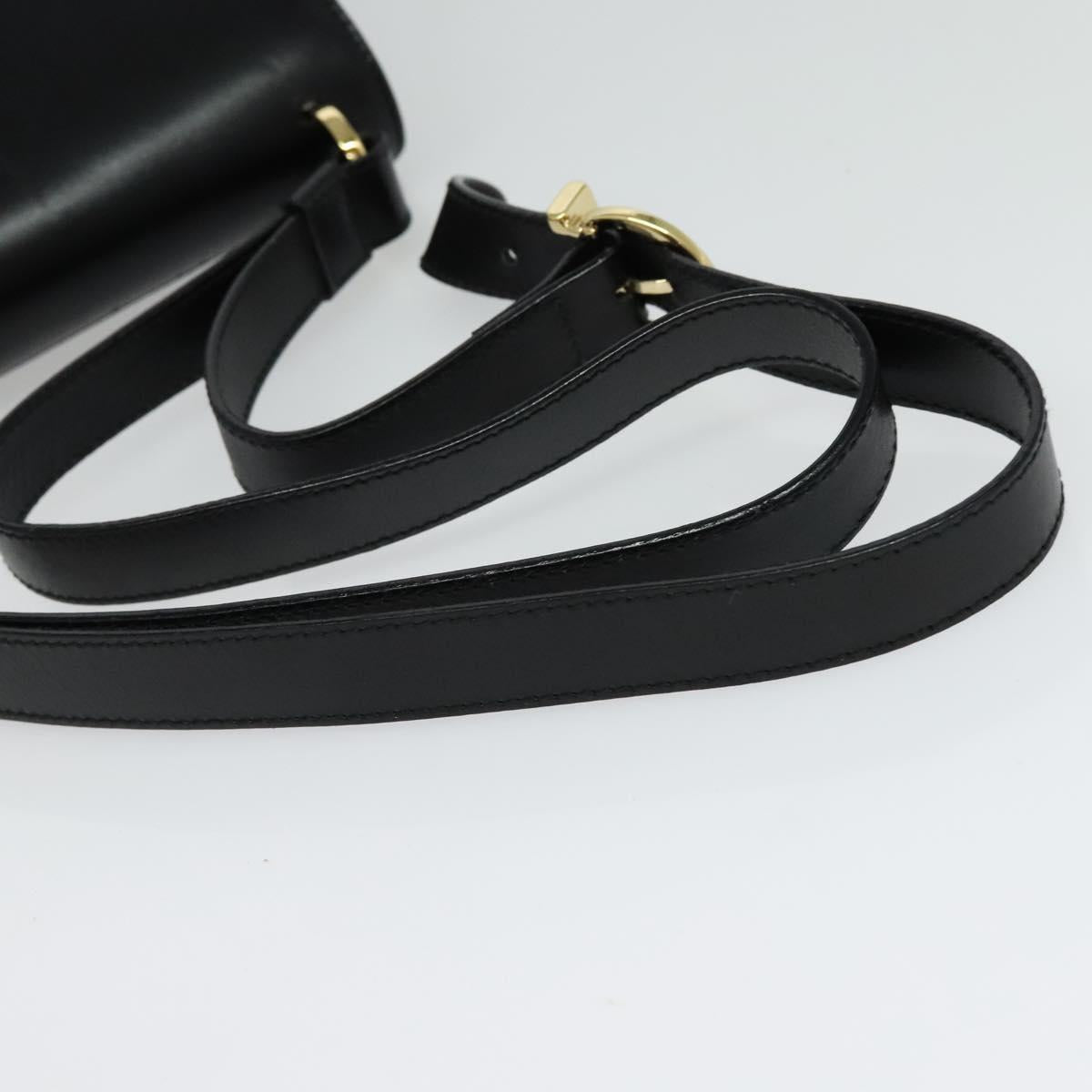 Salvatore Ferragamo Gancini Shoulder Bag Leather Black Gold Auth 137001