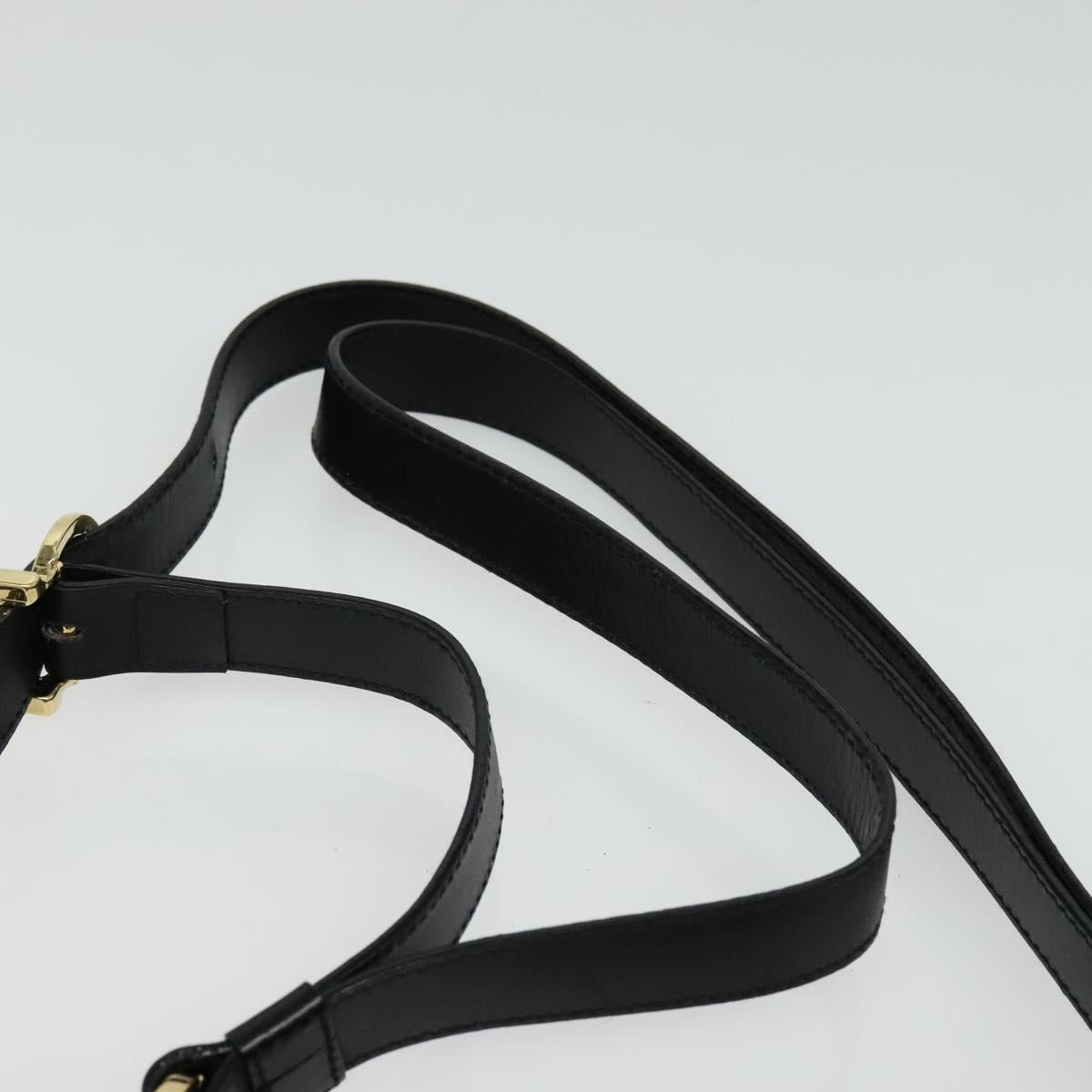 Salvatore Ferragamo Gancini Shoulder Bag Leather Black Gold Auth 137001