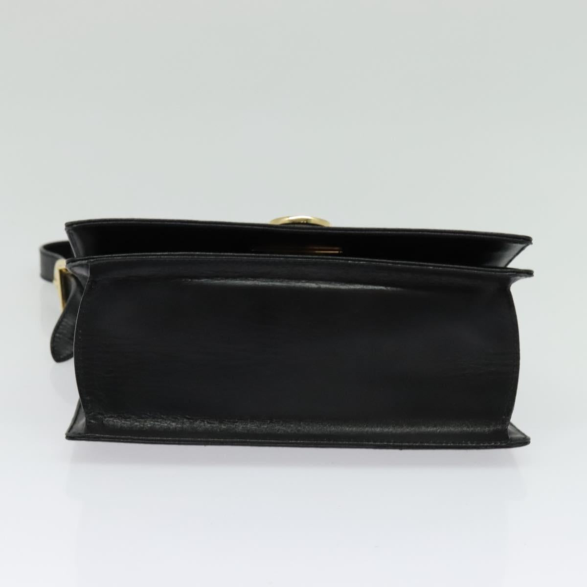 Salvatore Ferragamo Gancini Shoulder Bag Leather Black Gold Auth 137001