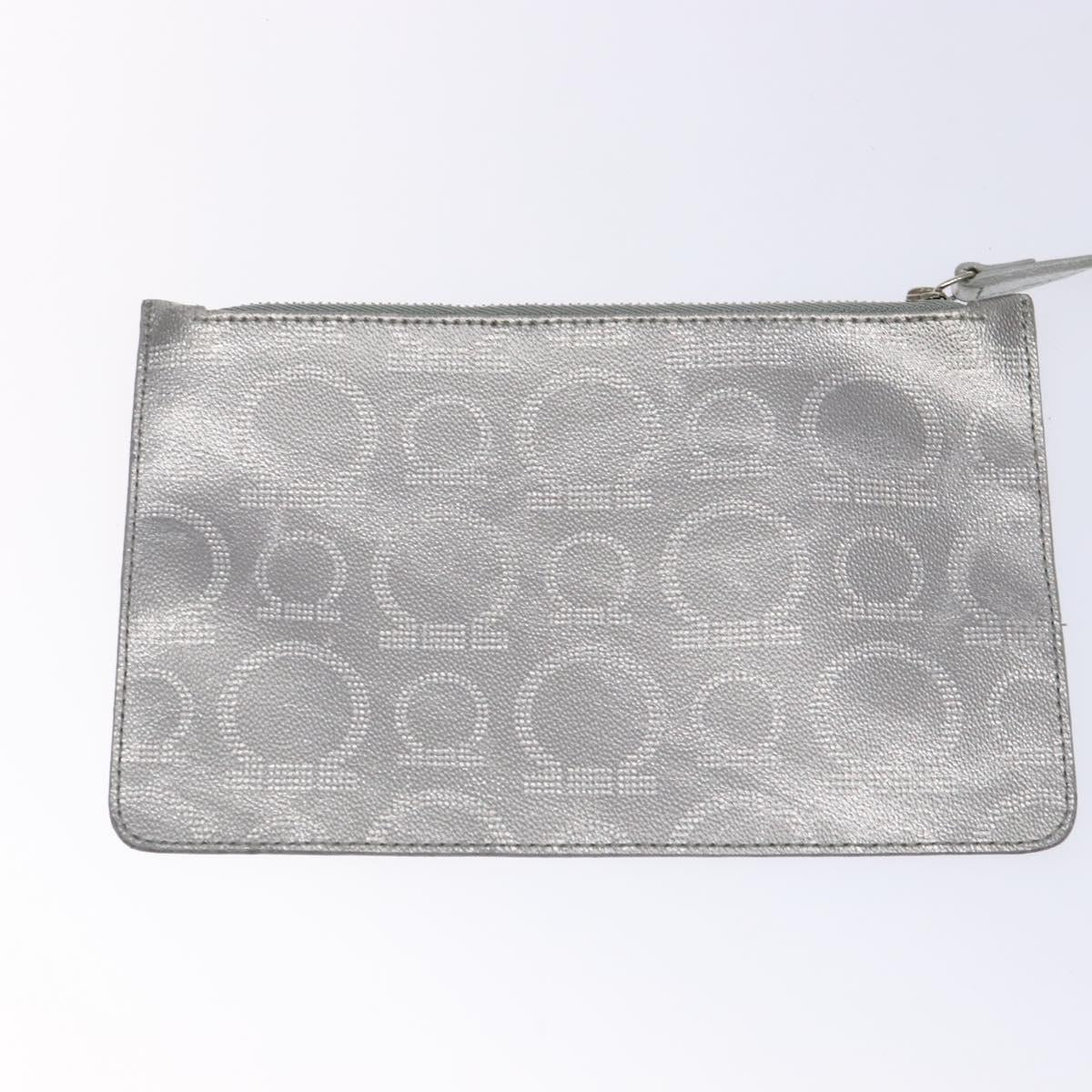Salvatore Ferragamo Gancini Tote Bag Leather Silver Auth 137002