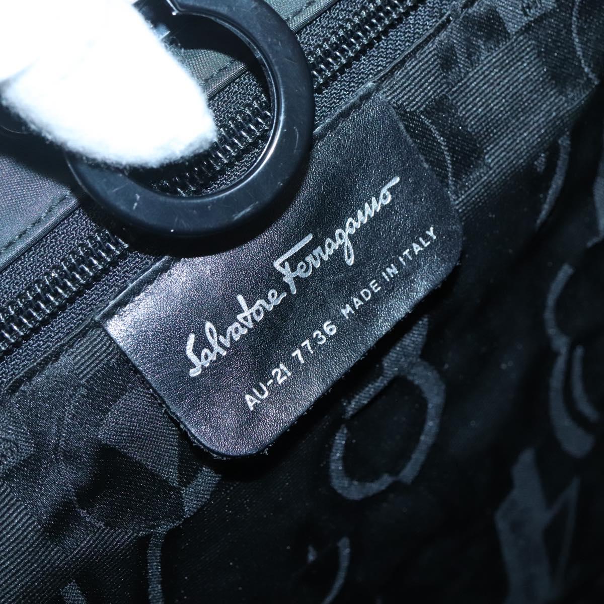 Salvatore Ferragamo Gancini Tote Bag Nylon Black Auth 137003