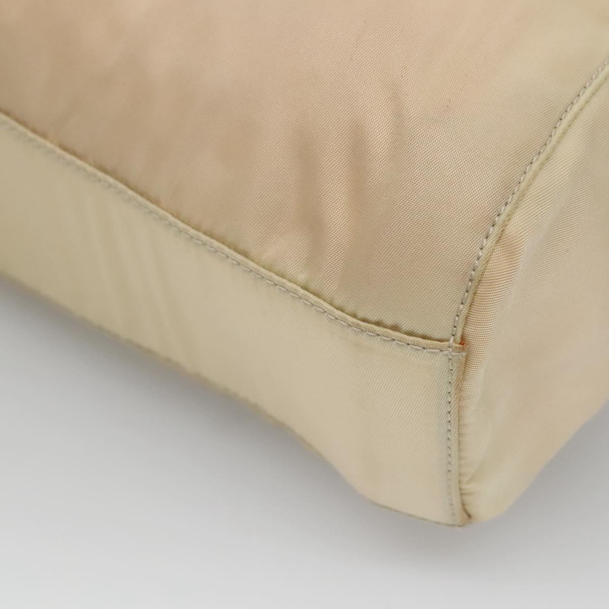 PRADA Chain Shoulder Bag Nylon Ivory Silver Auth 137031