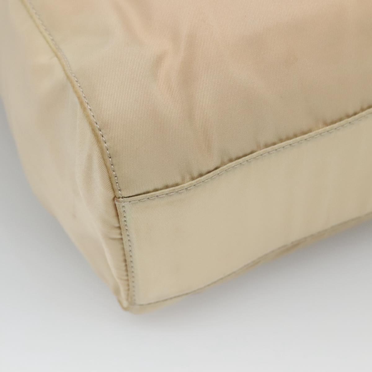 PRADA Chain Shoulder Bag Nylon Ivory Silver Auth 137031