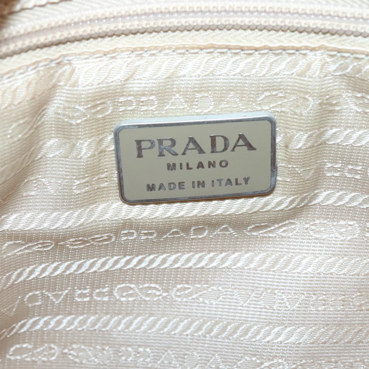 PRADA Chain Shoulder Bag Nylon Ivory Silver Auth 137031