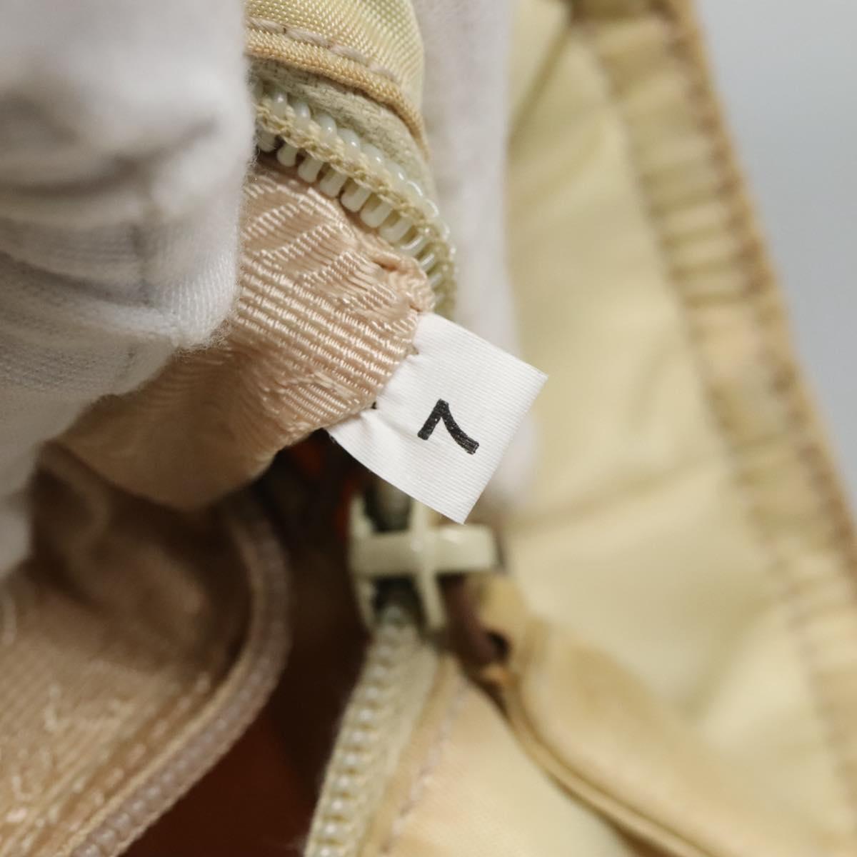 PRADA Chain Shoulder Bag Nylon Ivory Silver Auth 137031