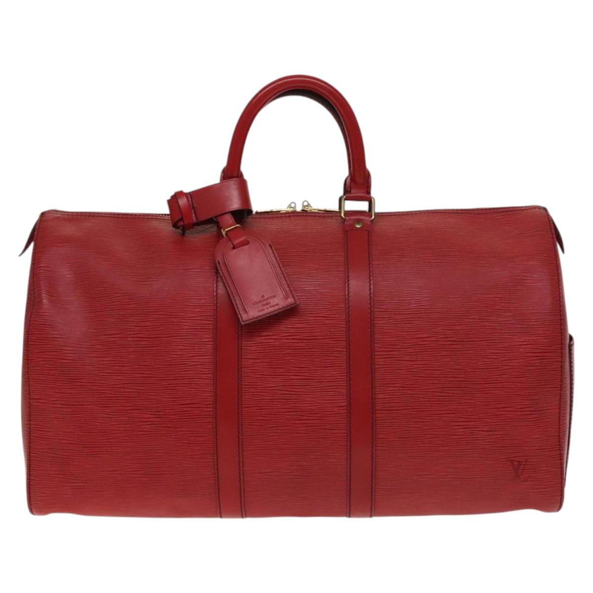 LOUIS VUITTON Epi Keepall 45 Boston Bag Red M42977 LV Auth 137106