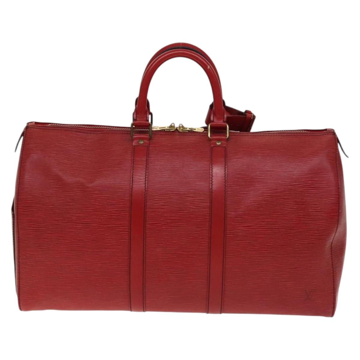 LOUIS VUITTON Epi Keepall 45 Boston Bag Red M42977 LV Auth 137106