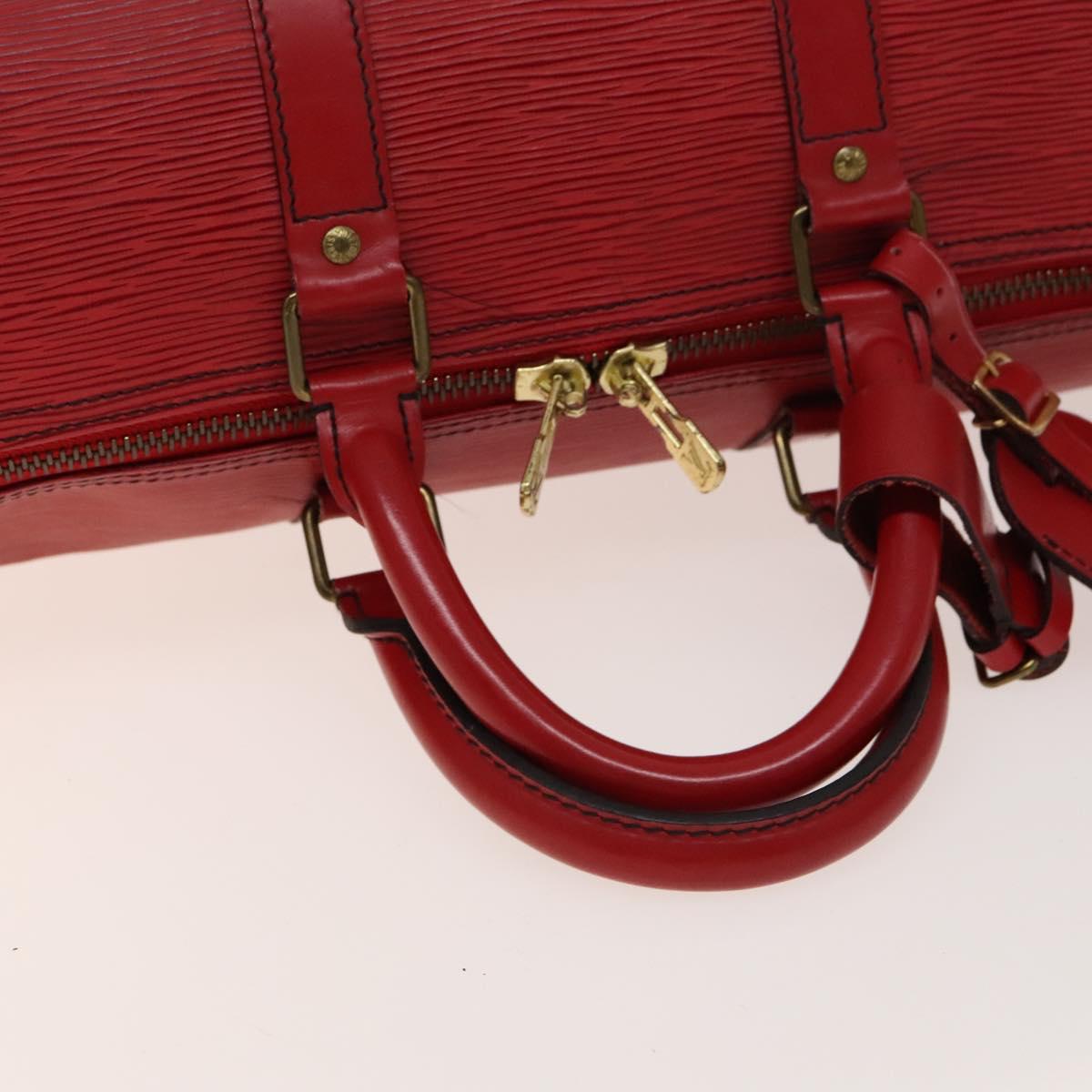 LOUIS VUITTON Epi Keepall 45 Boston Bag Red M42977 LV Auth 137106