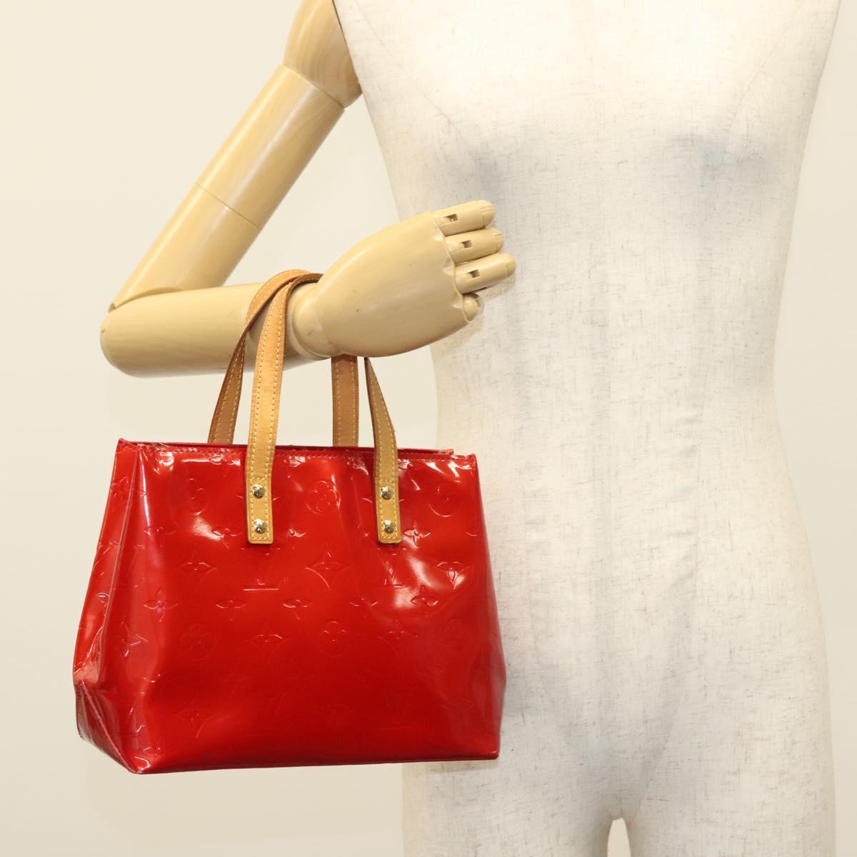 LOUIS VUITTON Monogram Vernis Reade PM Hand Bag Red Rouge M91088 LV Auth 137115